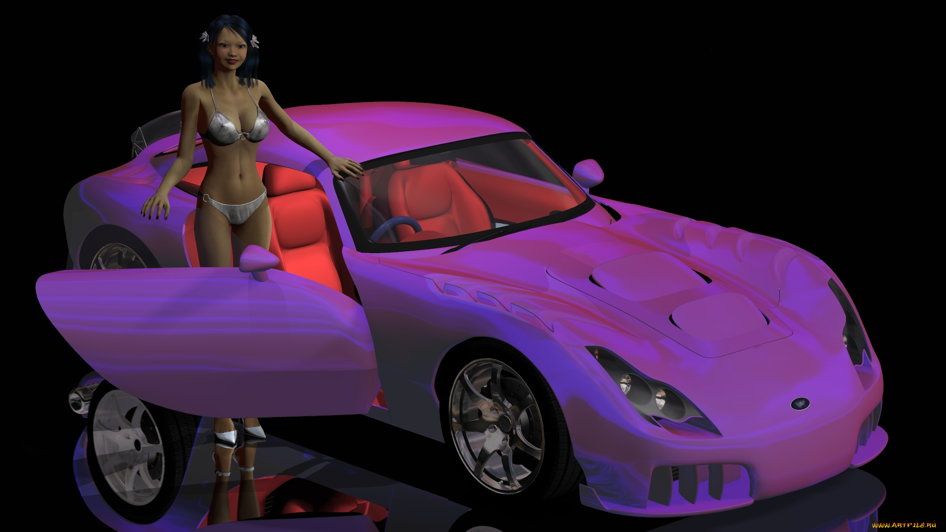 3д, графика, люди-авто, мото, , people-, car, , , moto, фон, взгляд, девушка
