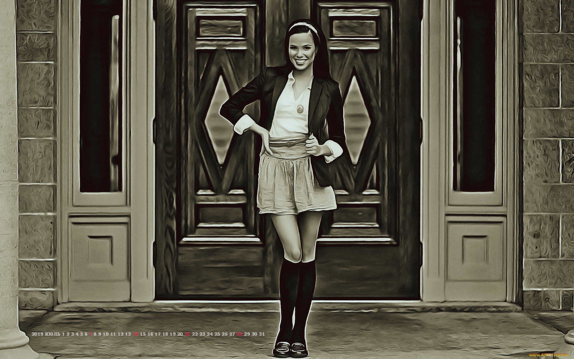 календари, компьютерный, дизайн, девушка, дверь, женщина, улыбка, 2019, calendar