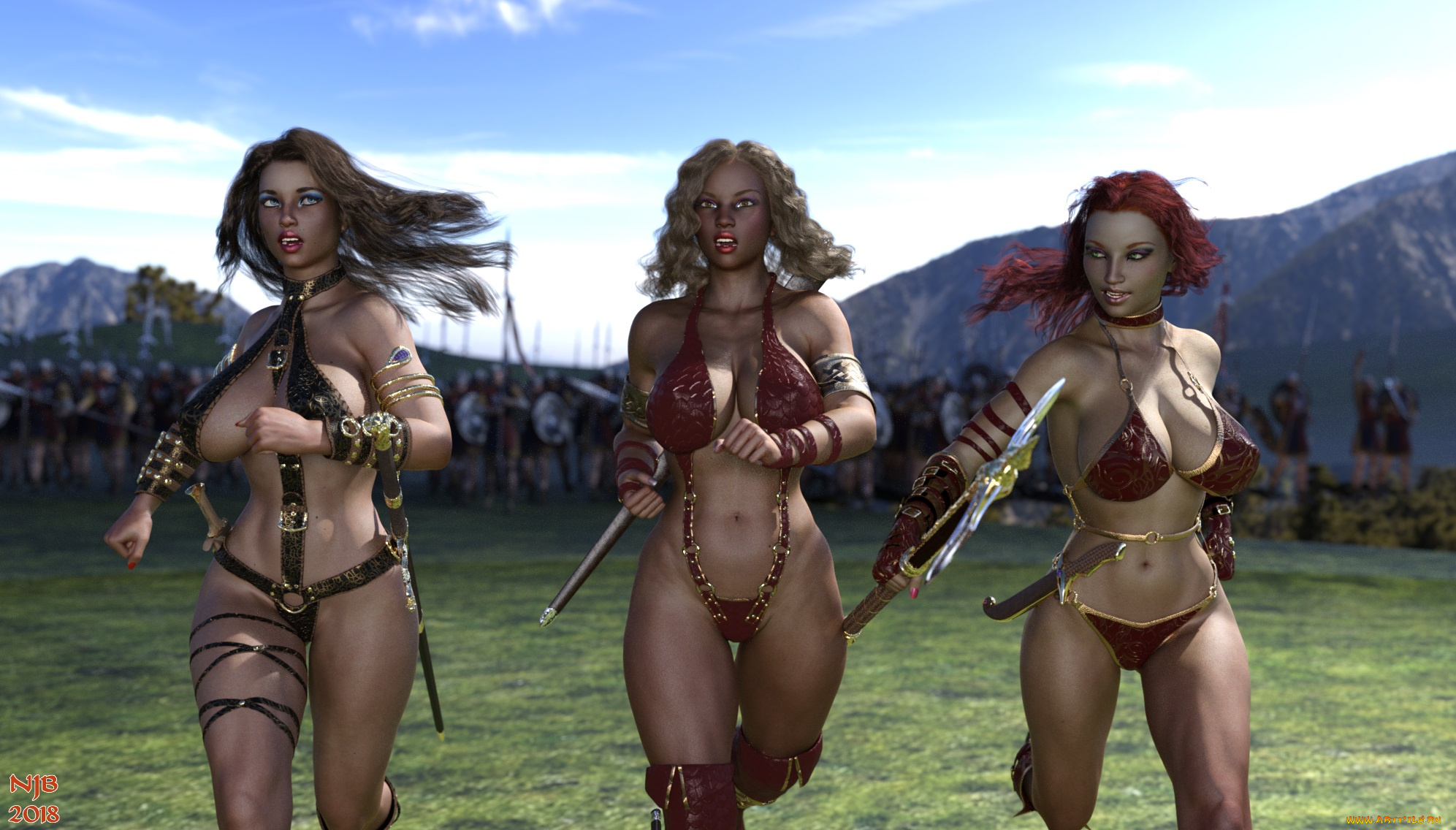 3д, графика, фантазия, , fantasy, фон, взгляд, девушки