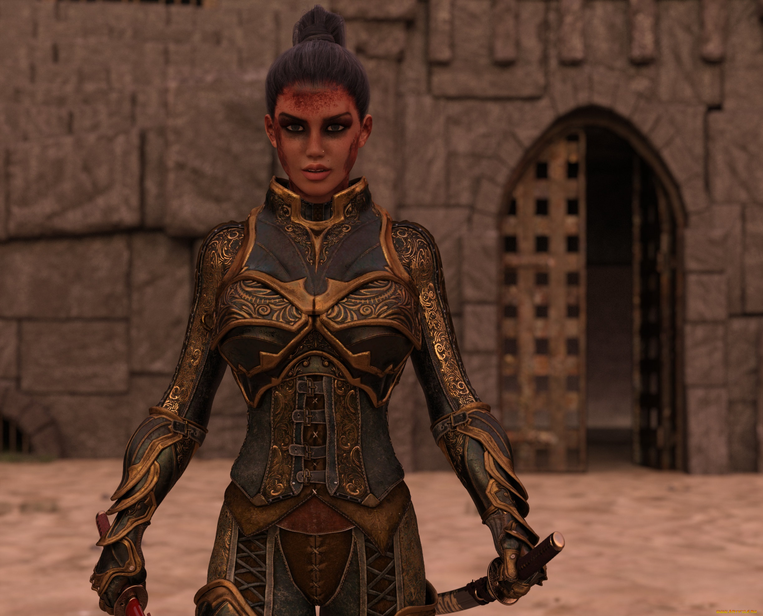 3д, графика, фантазия, , fantasy, фон, взгляд, девушка