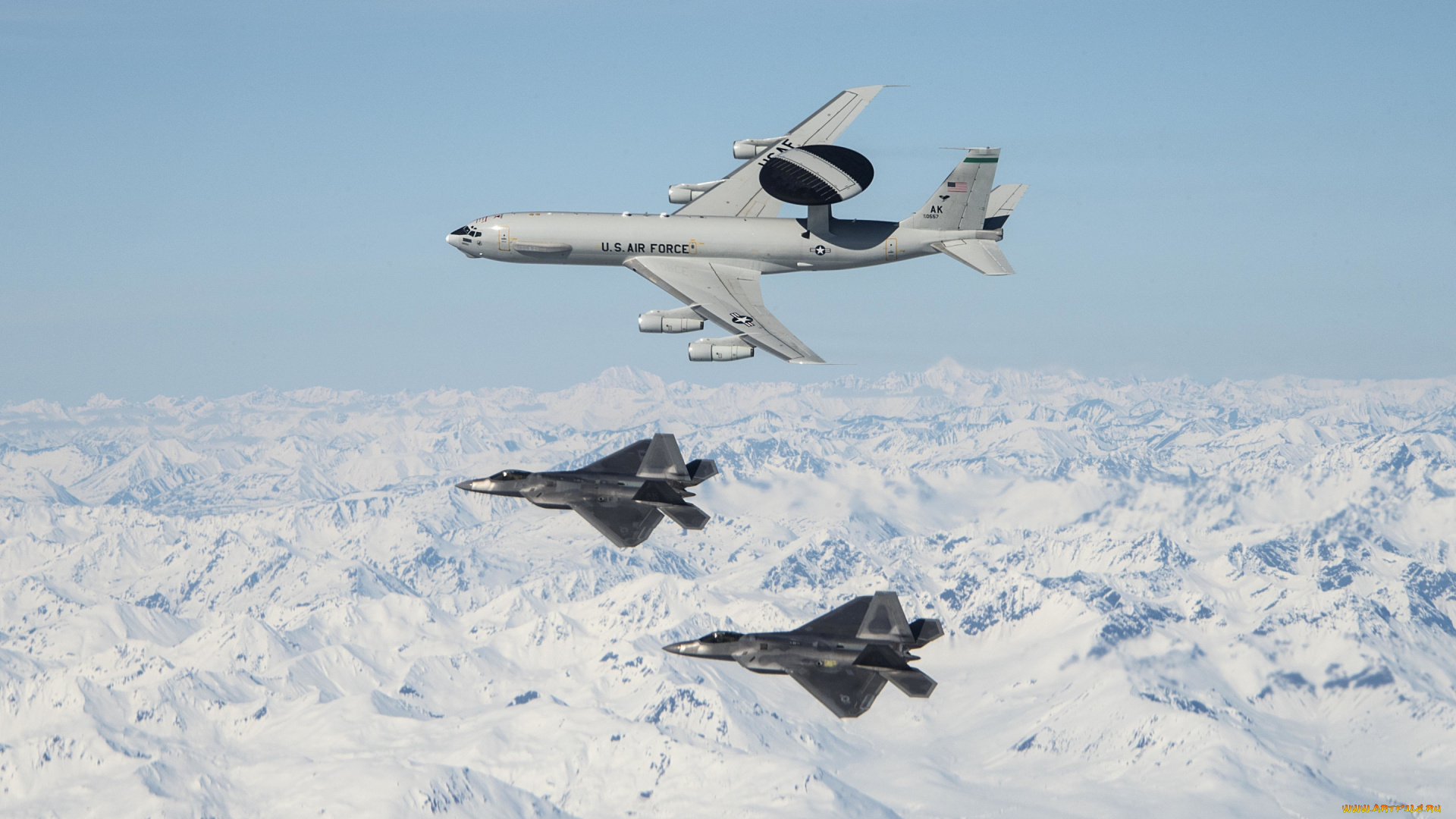 boeing, e-3, sentry, , f-22, raptor, авиация, боевые, самолёты, boeing, e3, sentry, f22, raptor, ввс, сша, американские, военные, самолеты, usaf, воздушные, раннего, предупреждения, и, управления