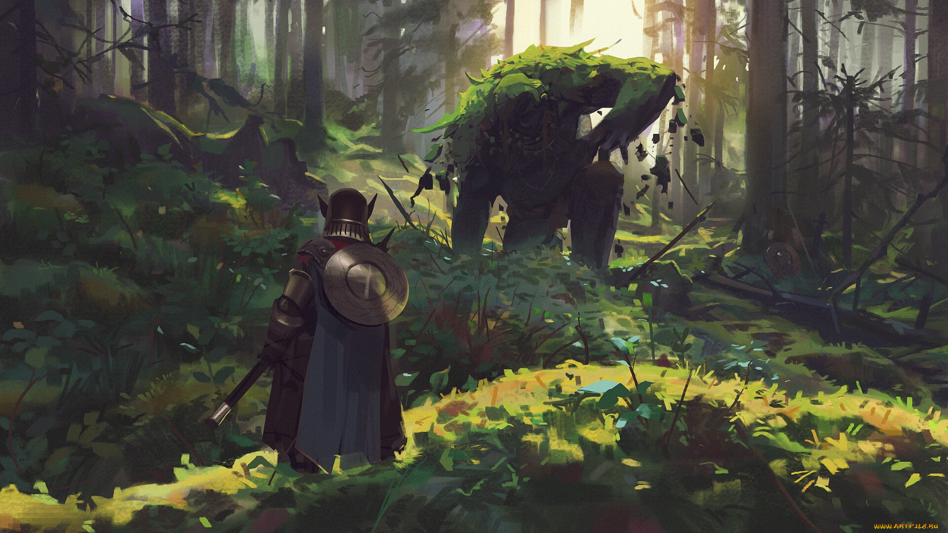 фэнтези, существа, рыцарь, монстр, лес