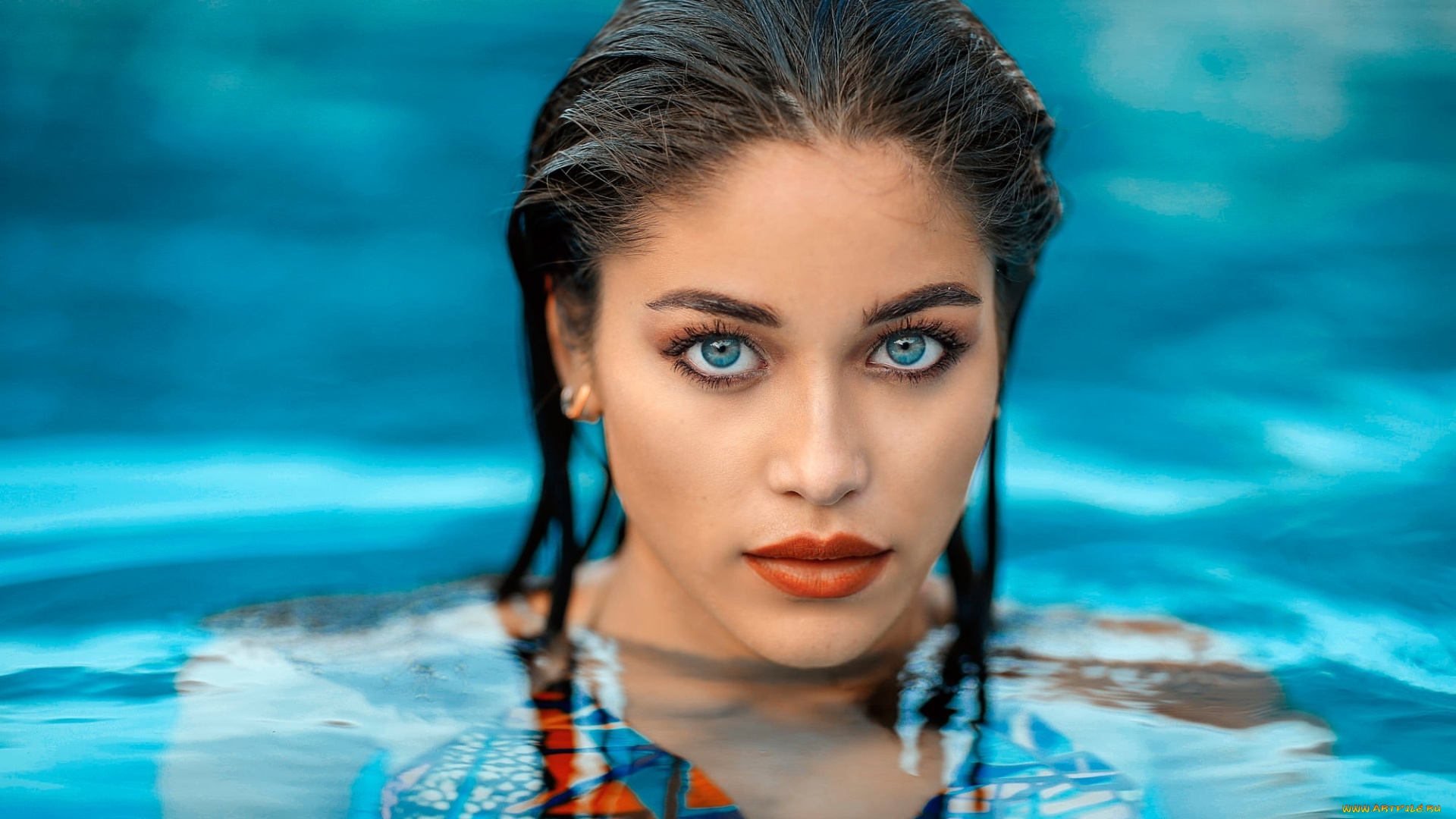 девушки, jessica, napolitano, вода, взгляд, отражение