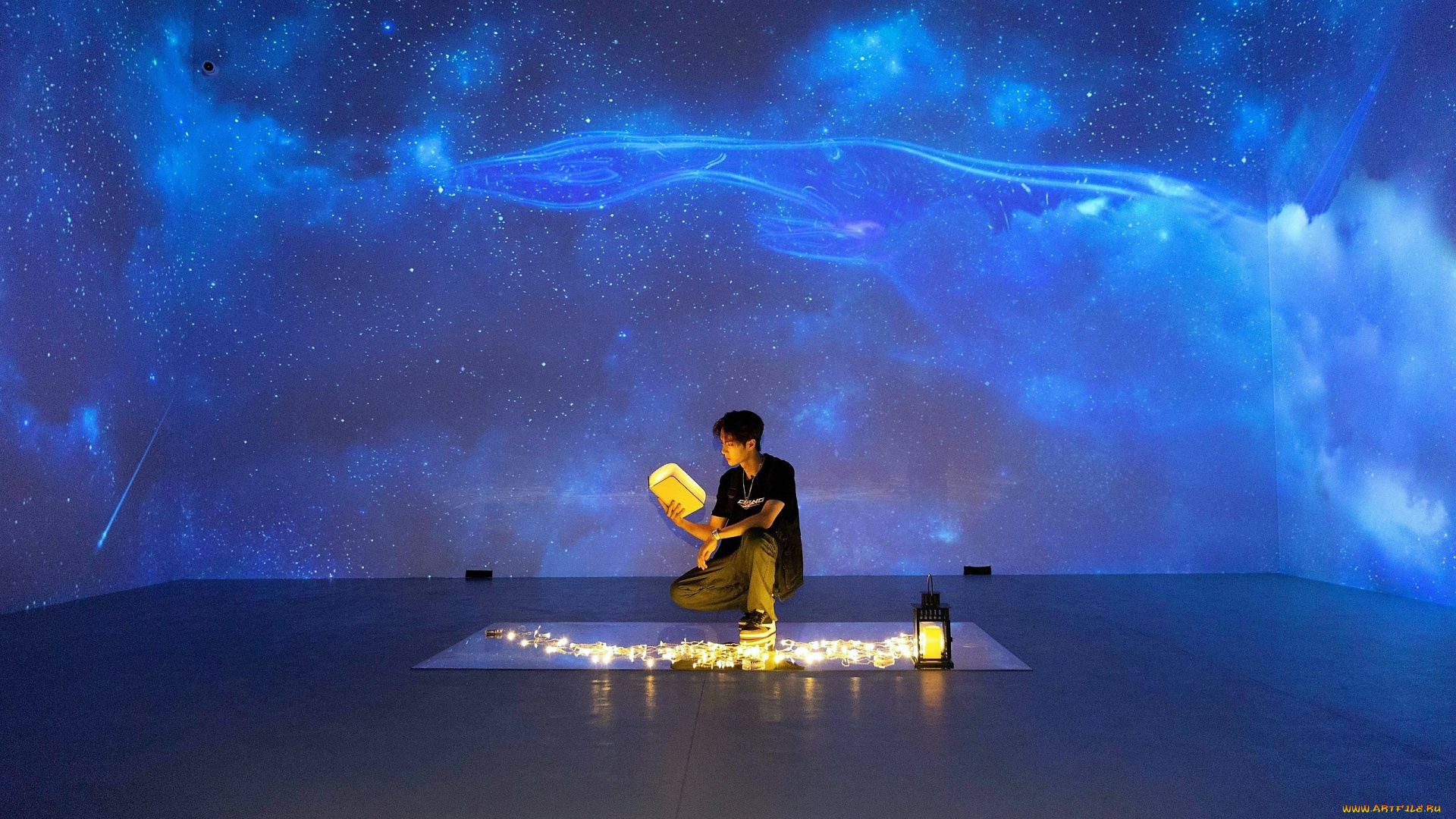 мужчины, wang, yi, bo, актер, певец, фонарь, свечи, космос