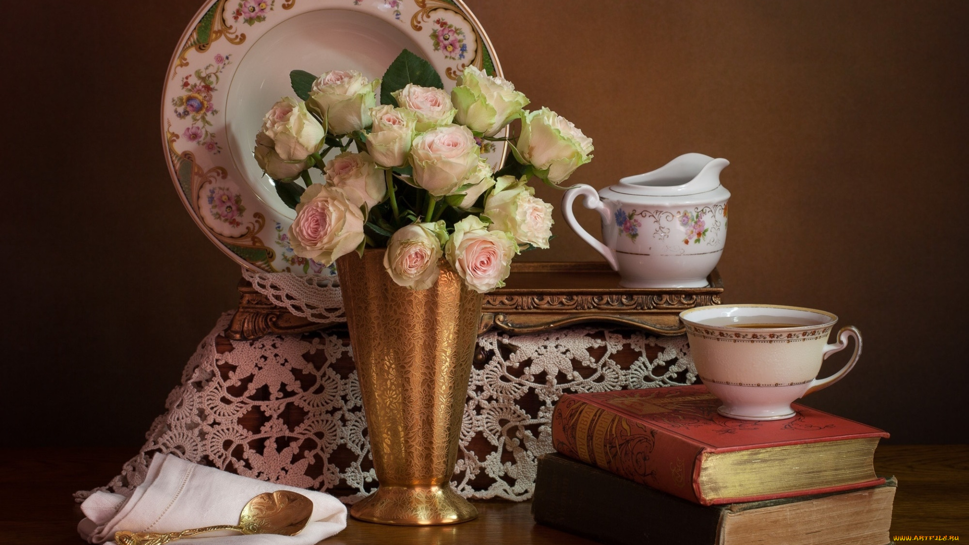 разное, посуда, , столовые, приборы, , кухонная, утварь, ваза, розы, книги