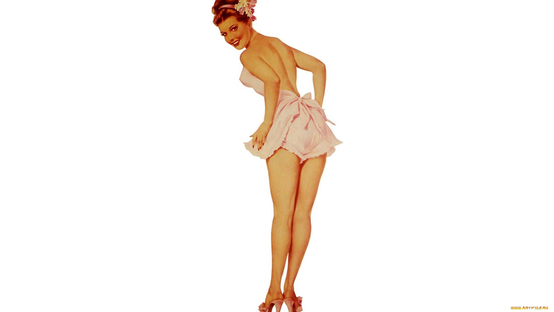 рисованное, alberto, vargas, пин-ап, девушка, наряд, каблуки