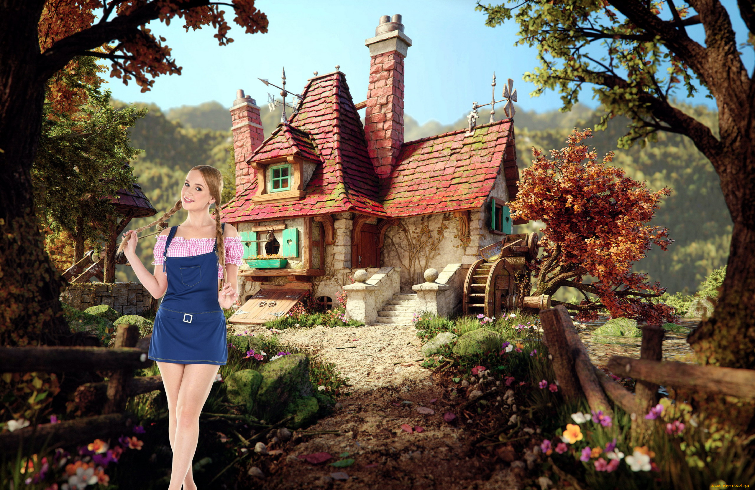 девушки, kaisa, nord, сарафан, косы, улыбка