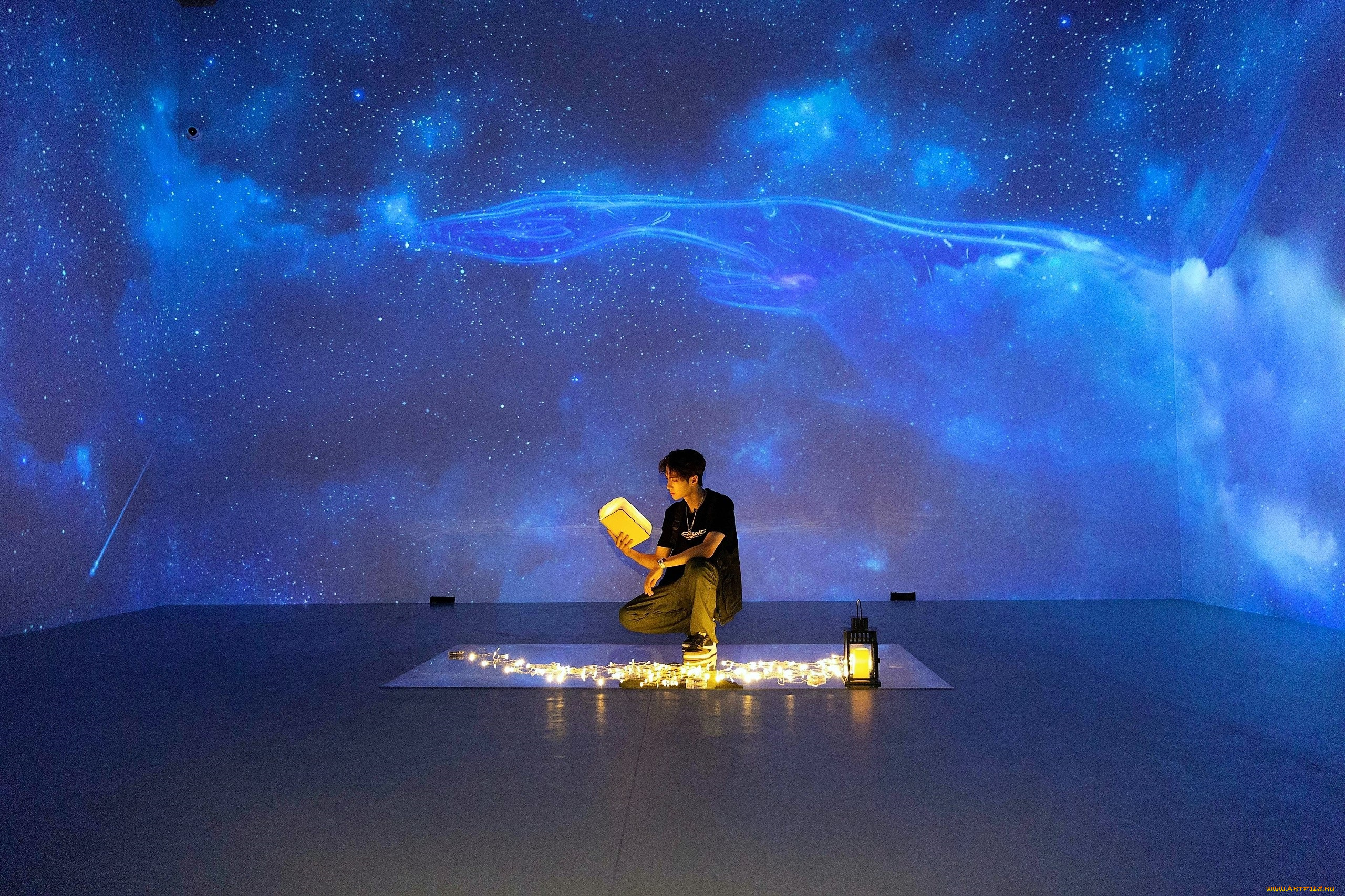 мужчины, wang, yi, bo, актер, певец, фонарь, свечи, космос