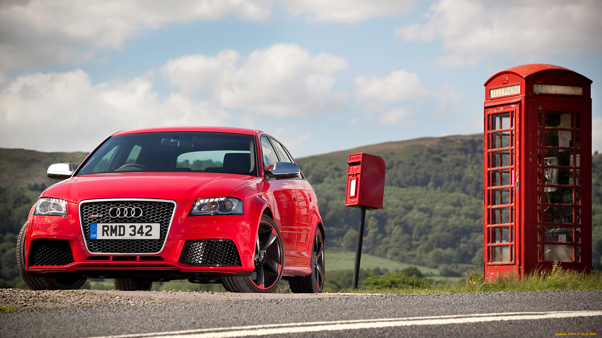 audi, rs3, sportback, автомобили, audi, красный, телефон, будка, дорога