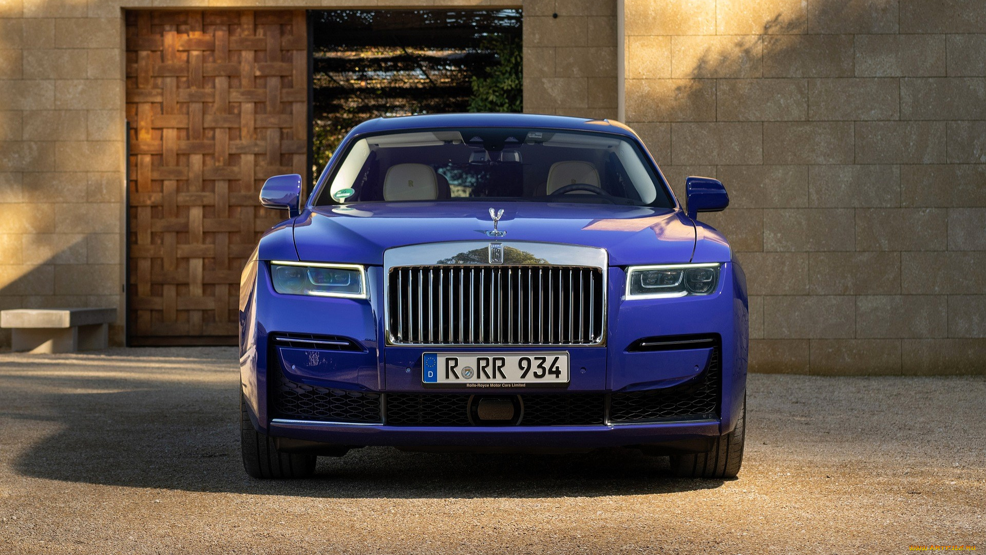 автомобили, rolls-royce, синий, стена, ворота