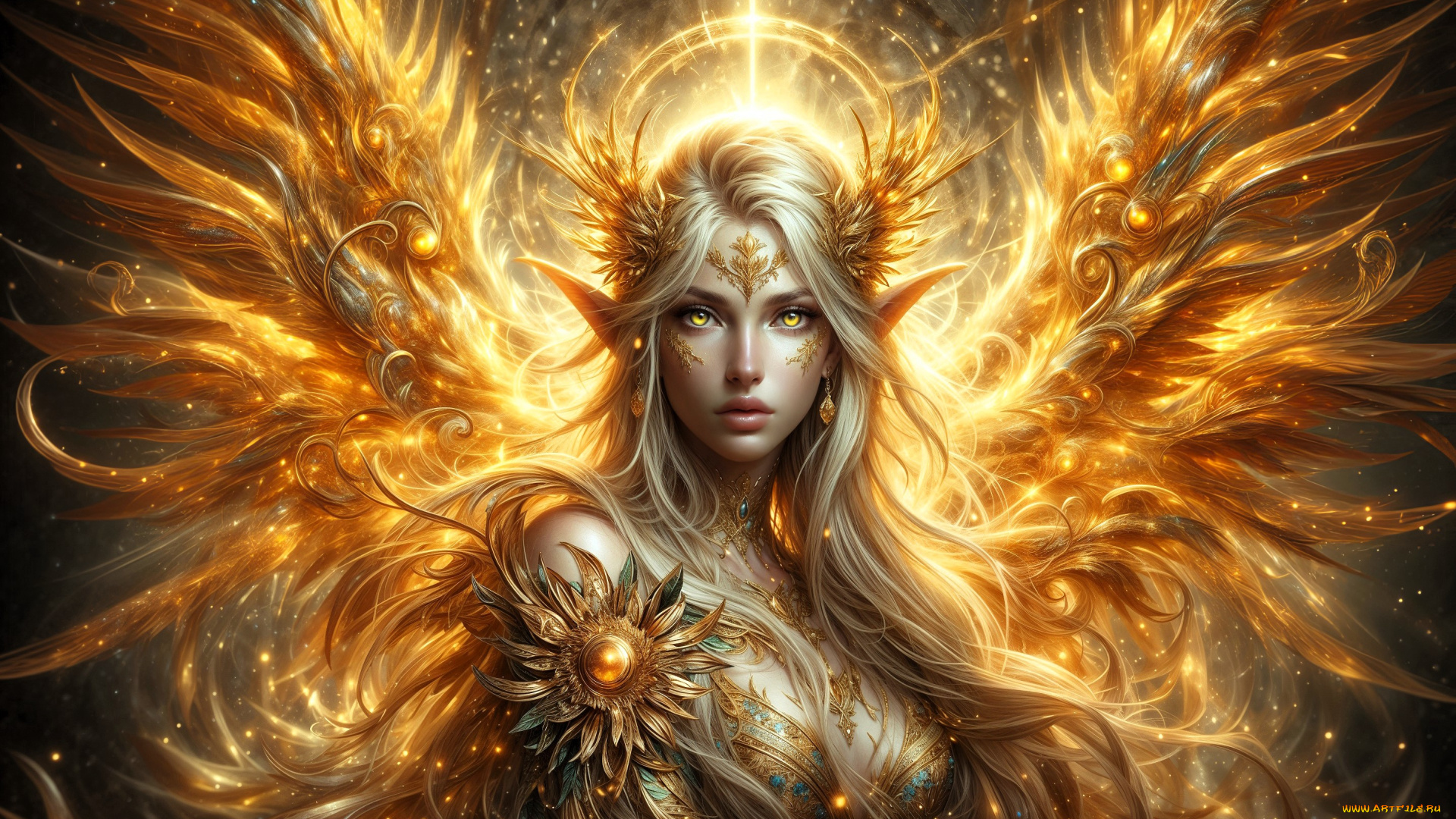 фэнтези, ангелы, девушка, ангел, крылья, украшения, свет