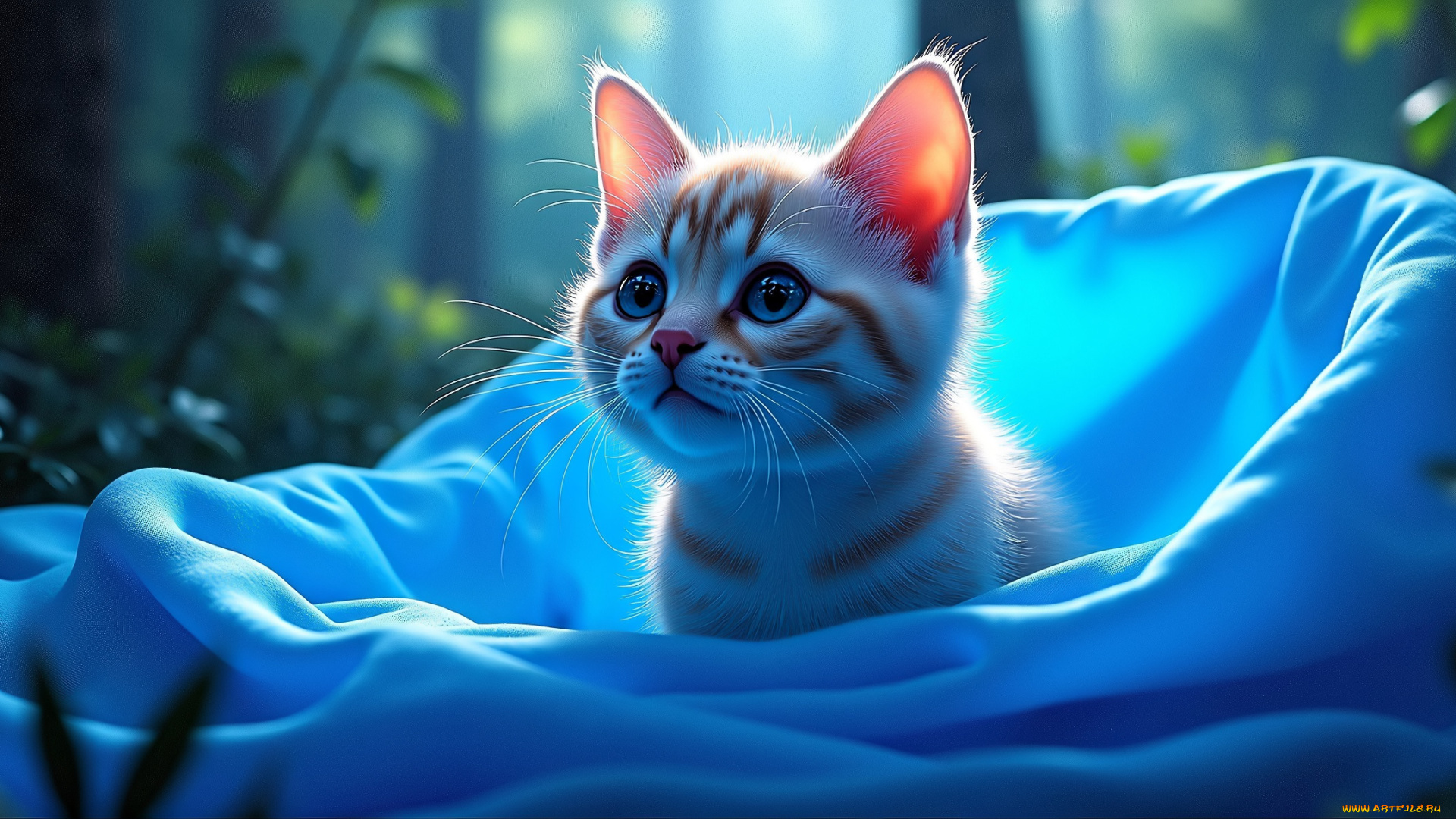 разное, компьютерный, дизайн, котенок, лес, ткань