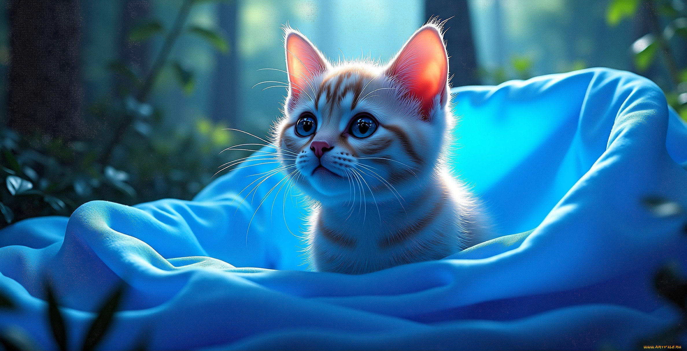 разное, компьютерный, дизайн, котенок, лес, ткань