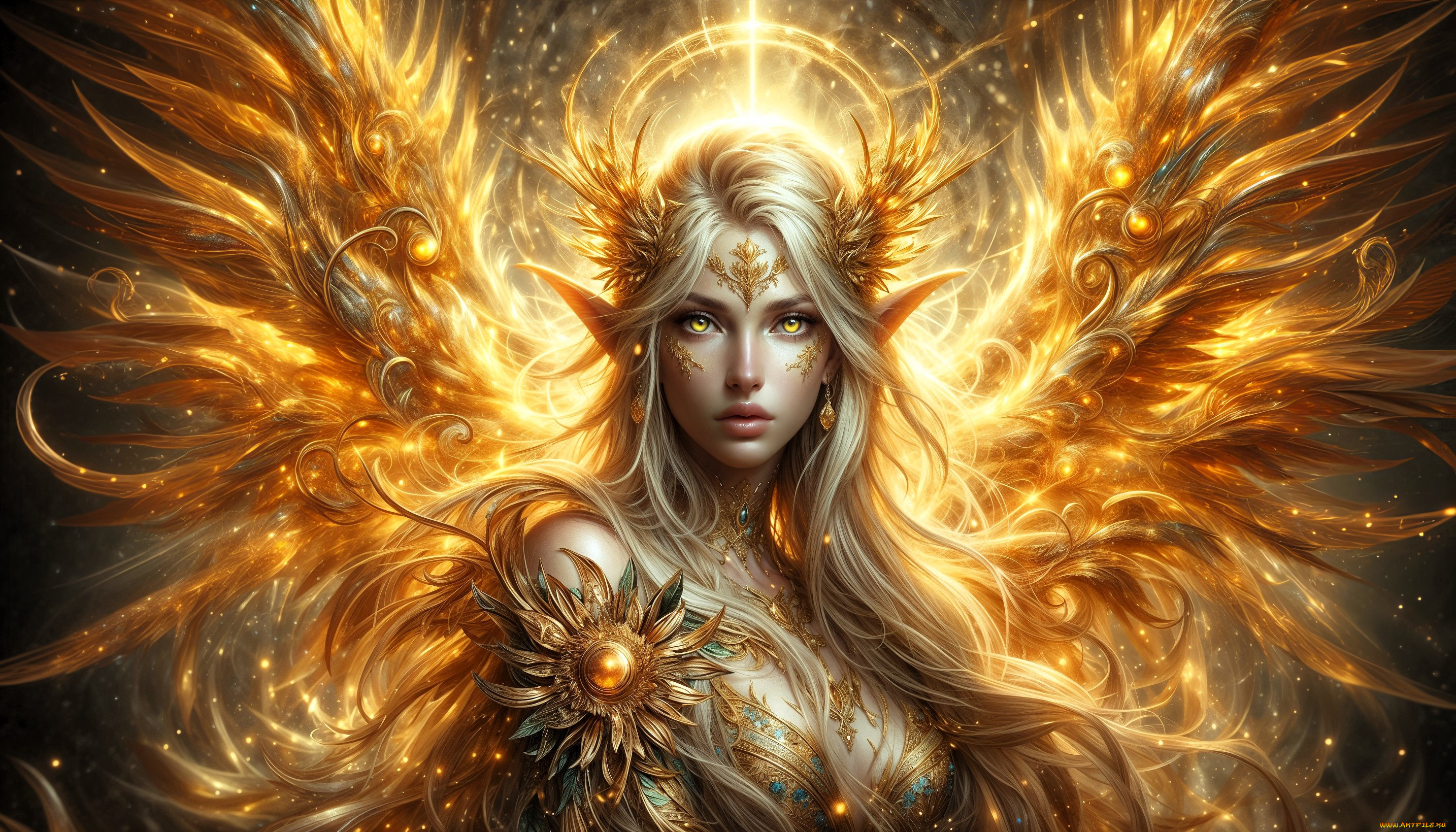 фэнтези, ангелы, девушка, ангел, крылья, украшения, свет