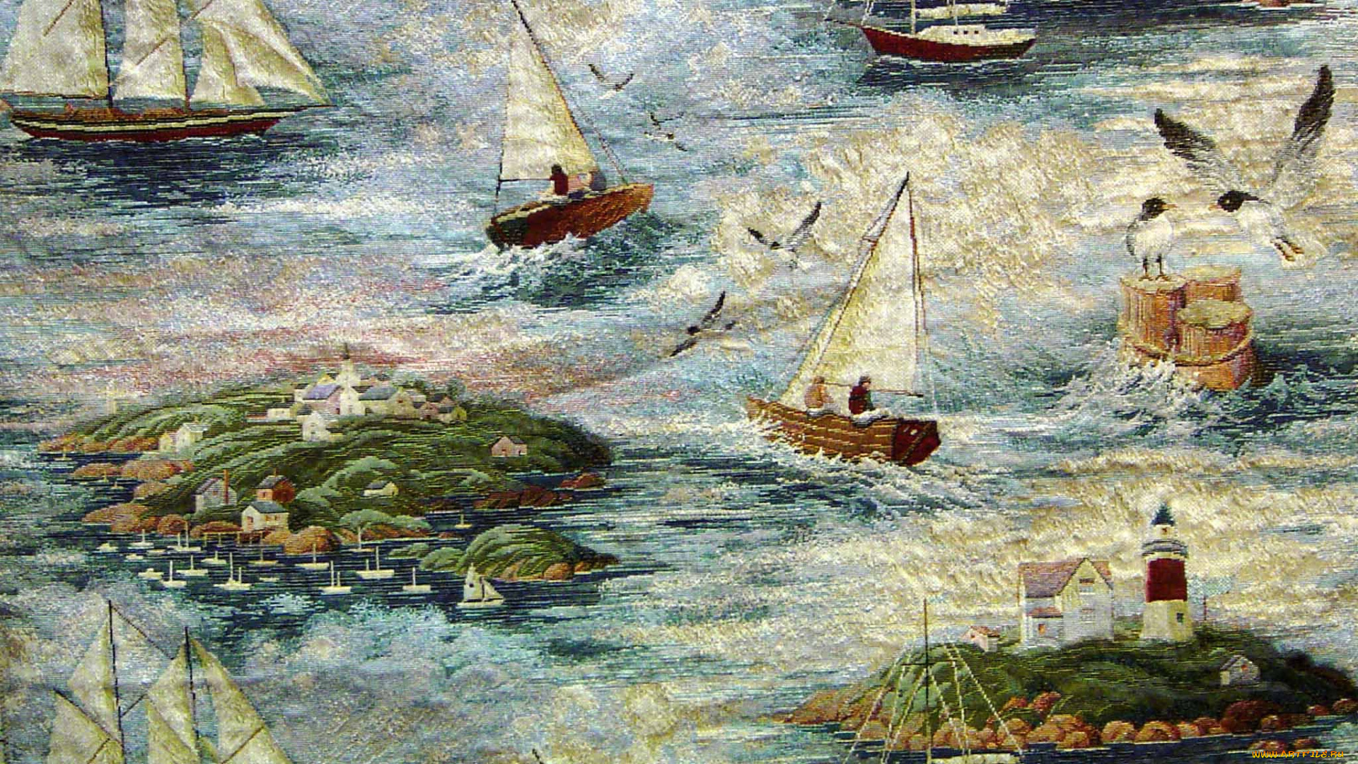 корабли, рисованные