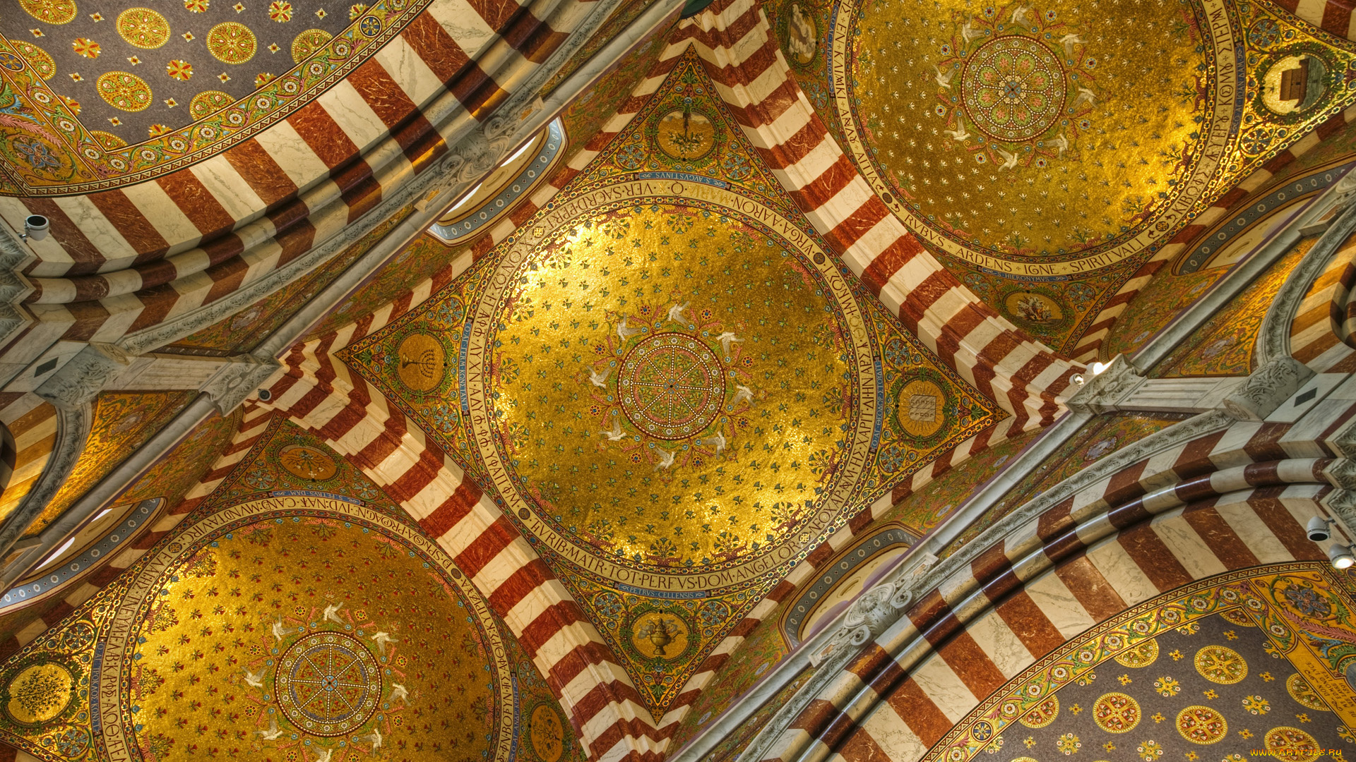 basilica, of, notre, dame, de, la, garde, интерьер, убранство, роспись, храма, france, marseille