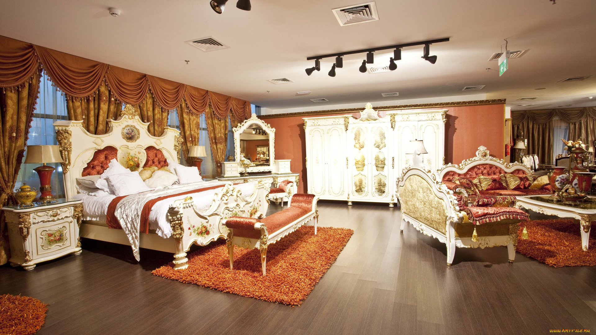 интерьер, спальня, кровать, ковер