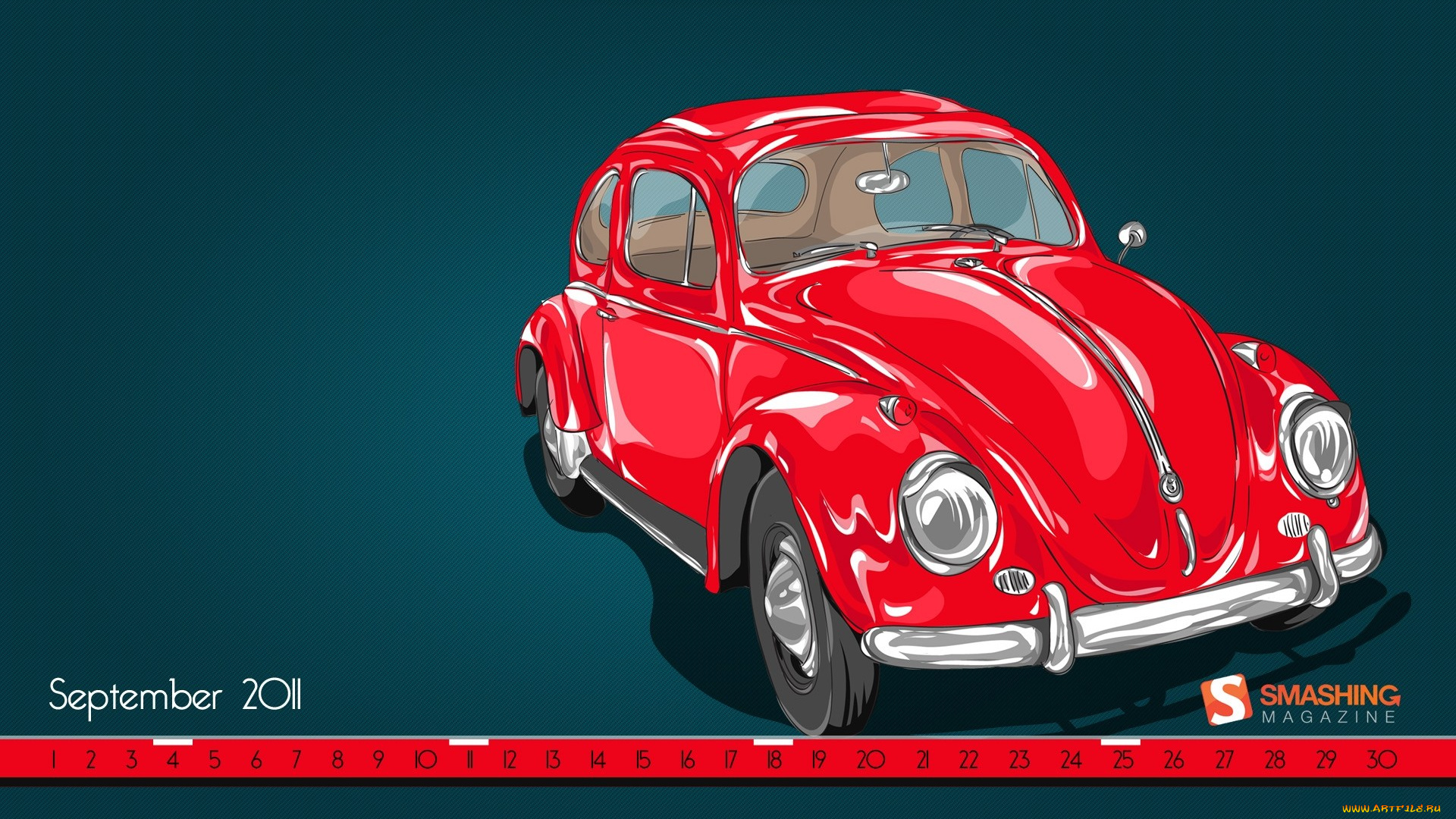 календари, рисованные, векторная, графика, автомобиль, красный