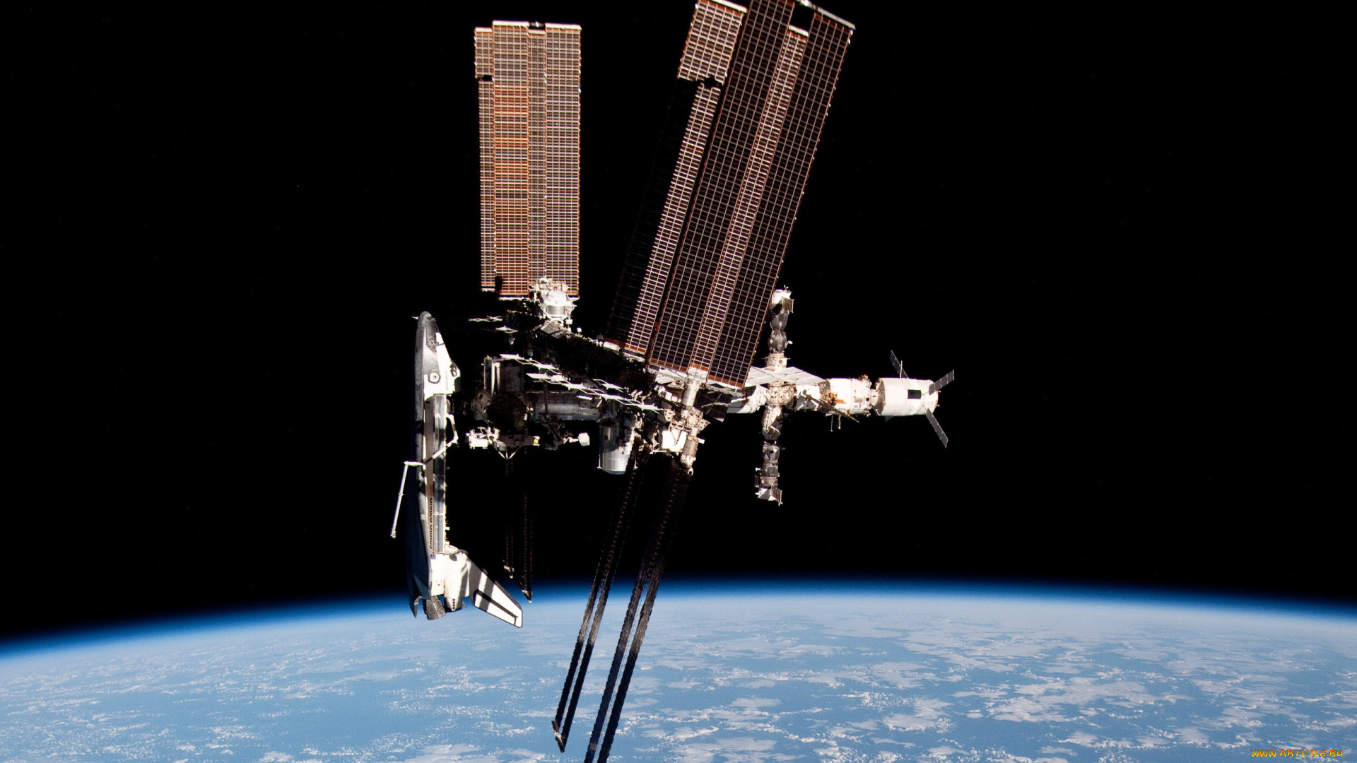 космос, космические, корабли, станции, endeavour, шаттл, горизонт, станция