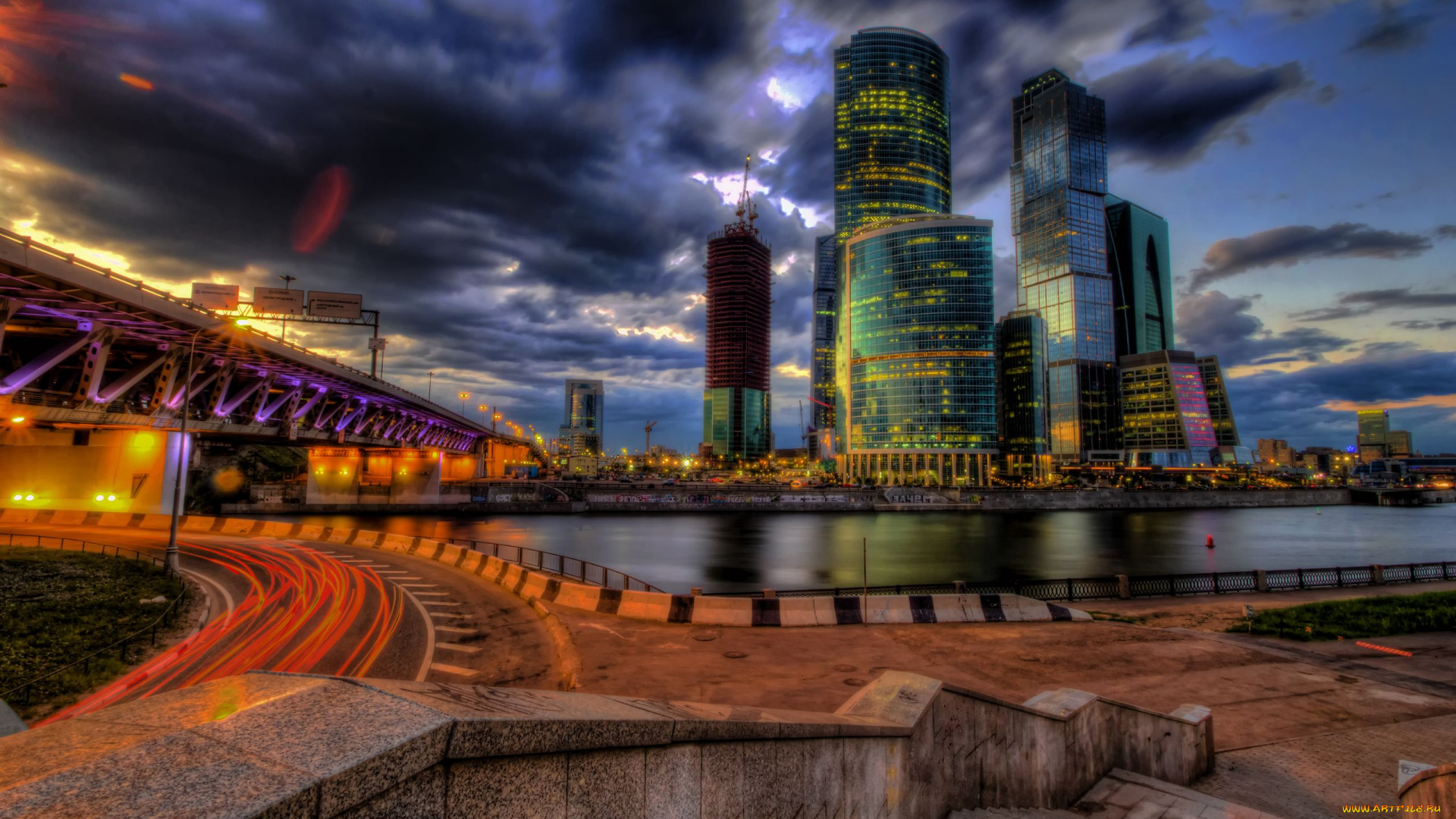 москва, сити, города, россия, мост, москва-сити, пресненская, набережная