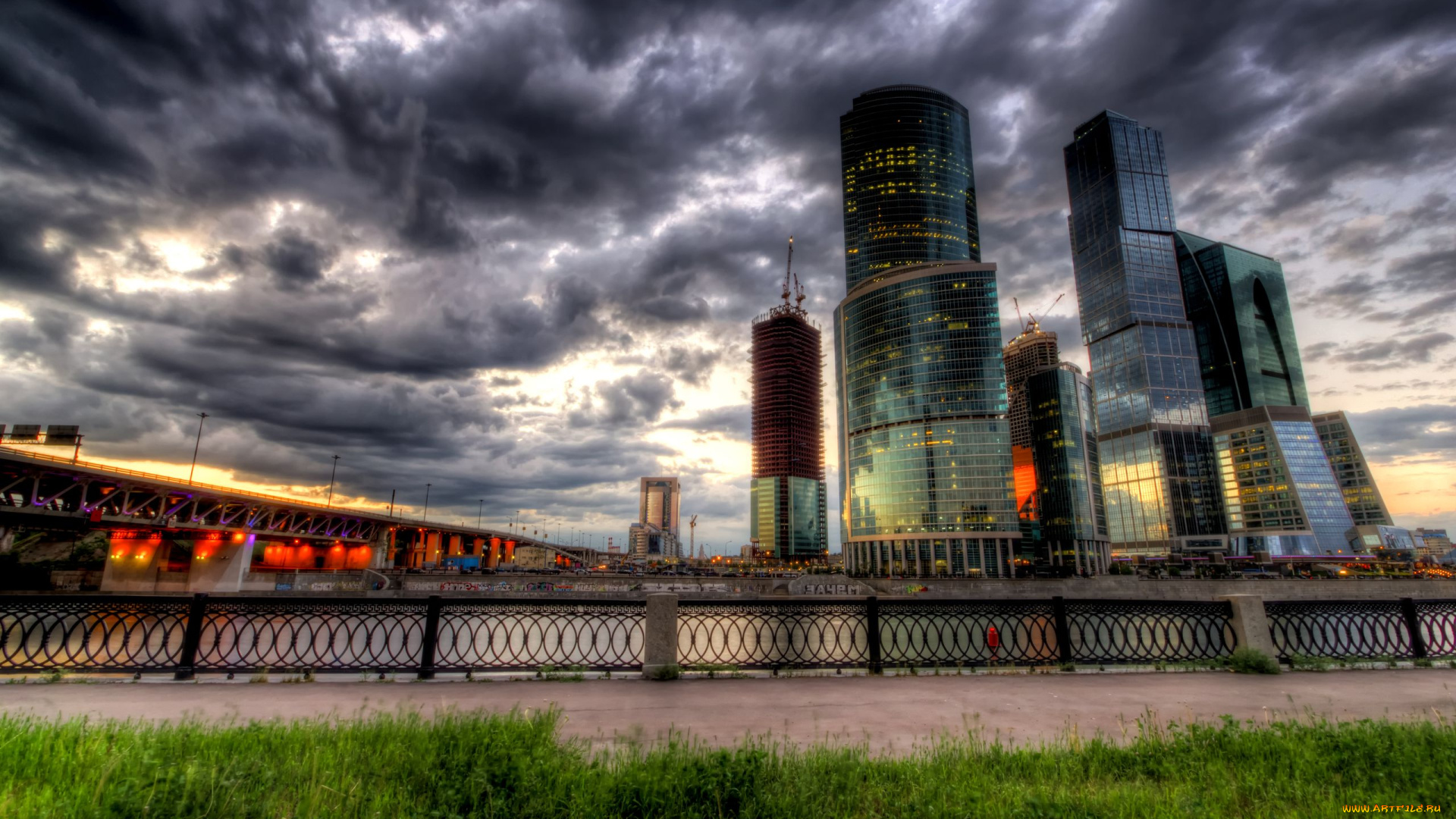 москва, сити, города, россия, мост, москва-сити, пресненская, набережная