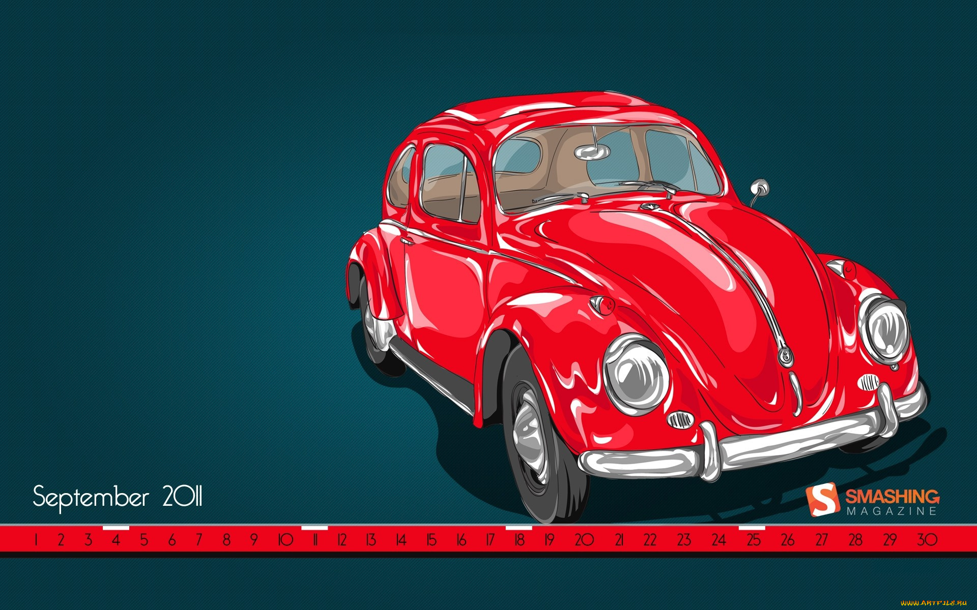 календари, рисованные, векторная, графика, автомобиль, красный