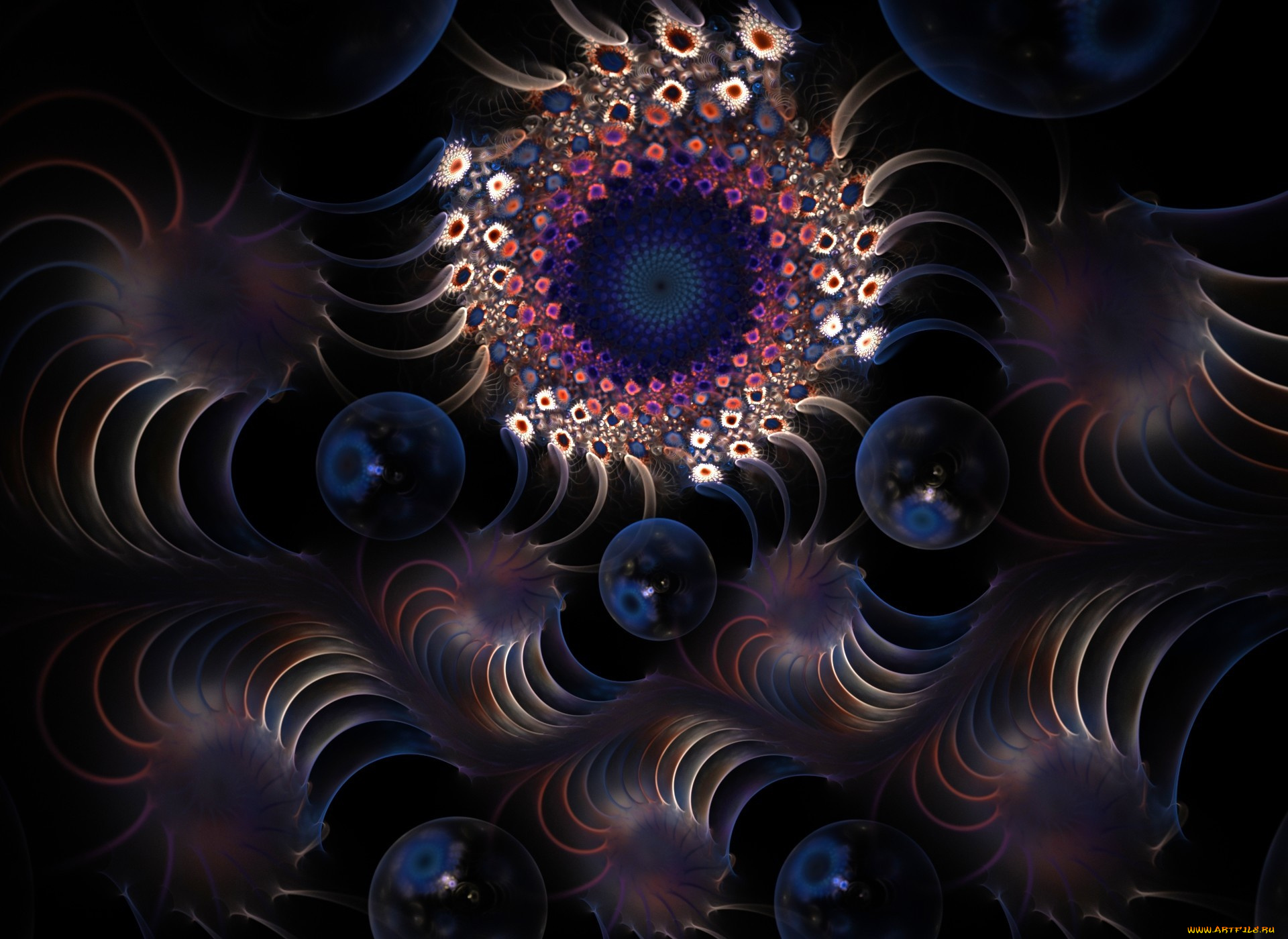 3д, графика, fractal, фракталы, узор, цвета, фрактал