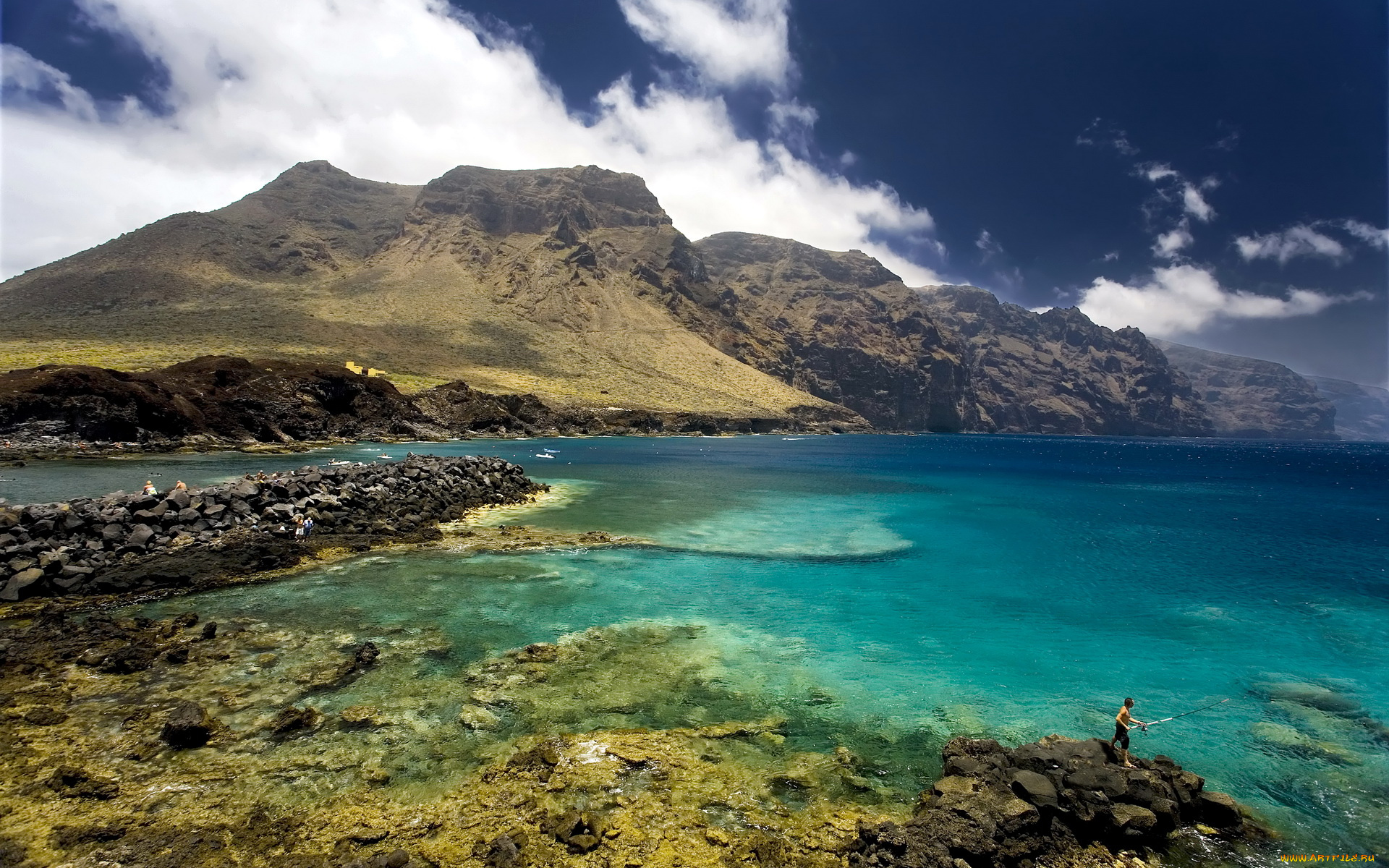 tenerife, испания, природа, побережье, горы, залив