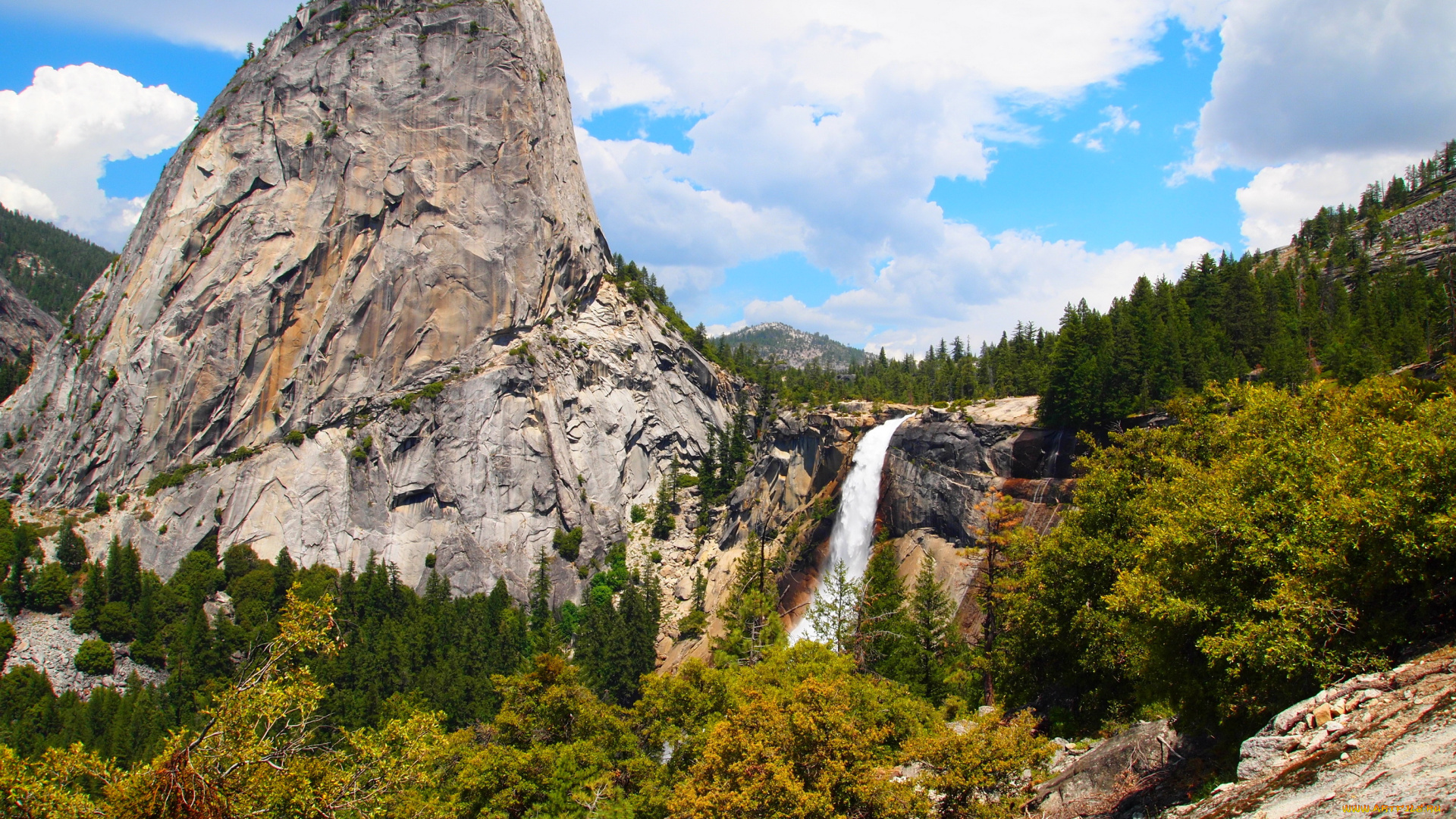 california, yosemite, national, park, природа, горы, водопад, лес