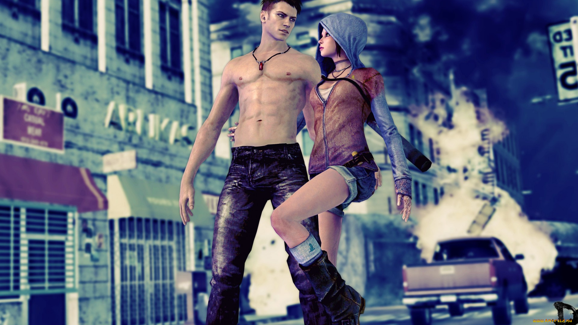 devil, may, cry, видео, игры, парень, город, девушка