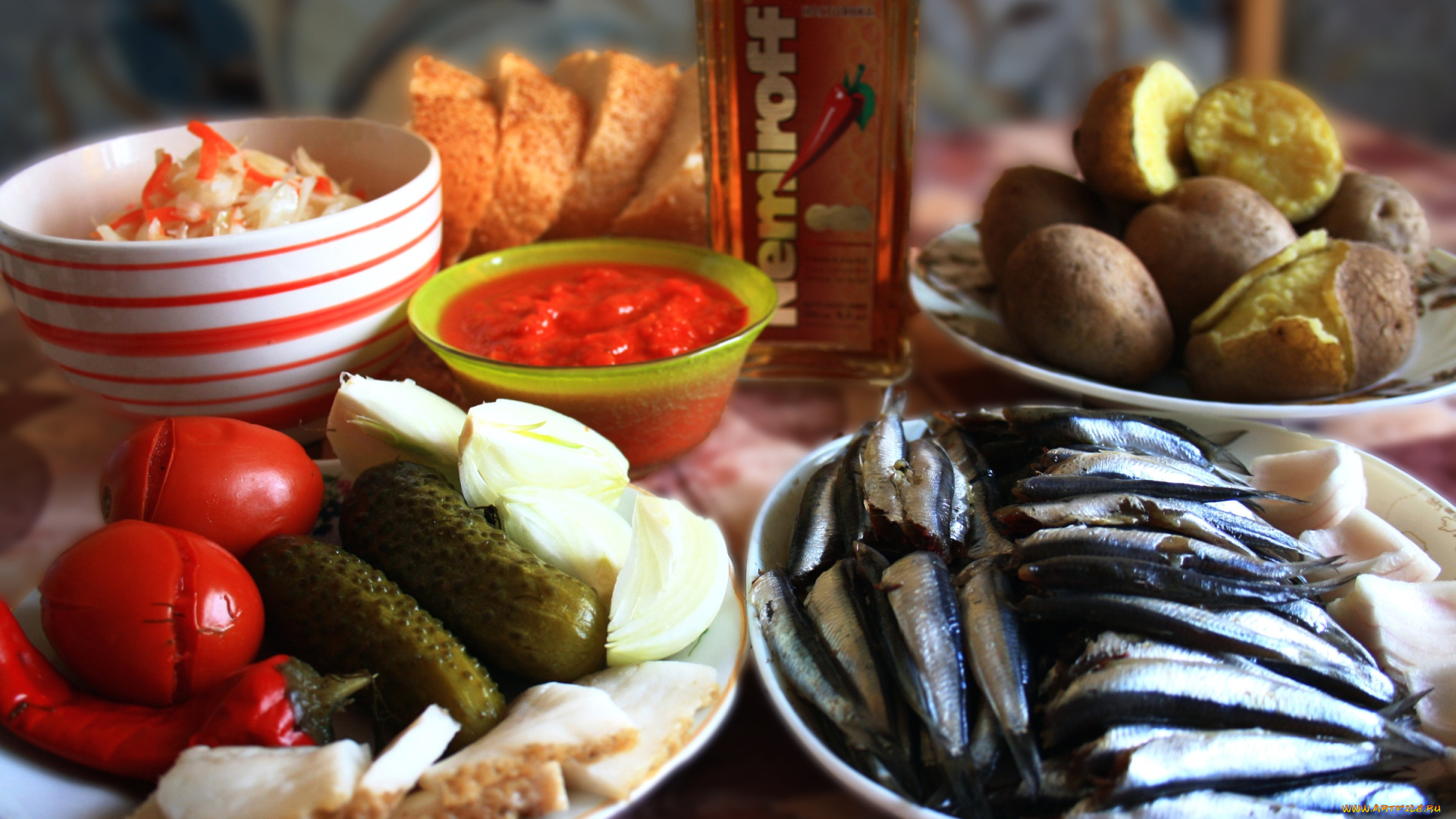 еда, разное, закусь, картошка, разносолы, тюлька