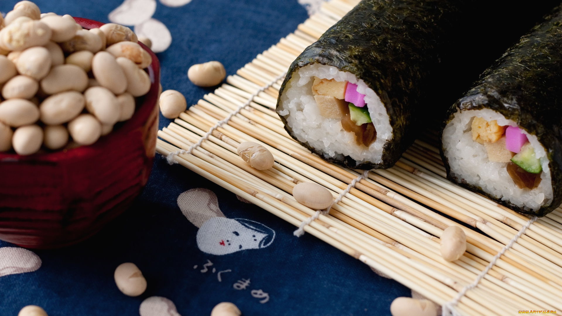 еда, рыба, морепродукты, суши, роллы, орехи