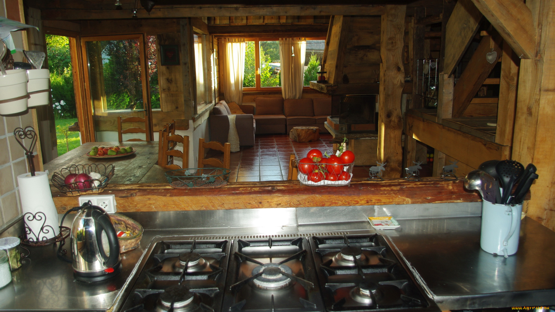 интерьер, кухня, еда, дача, плита