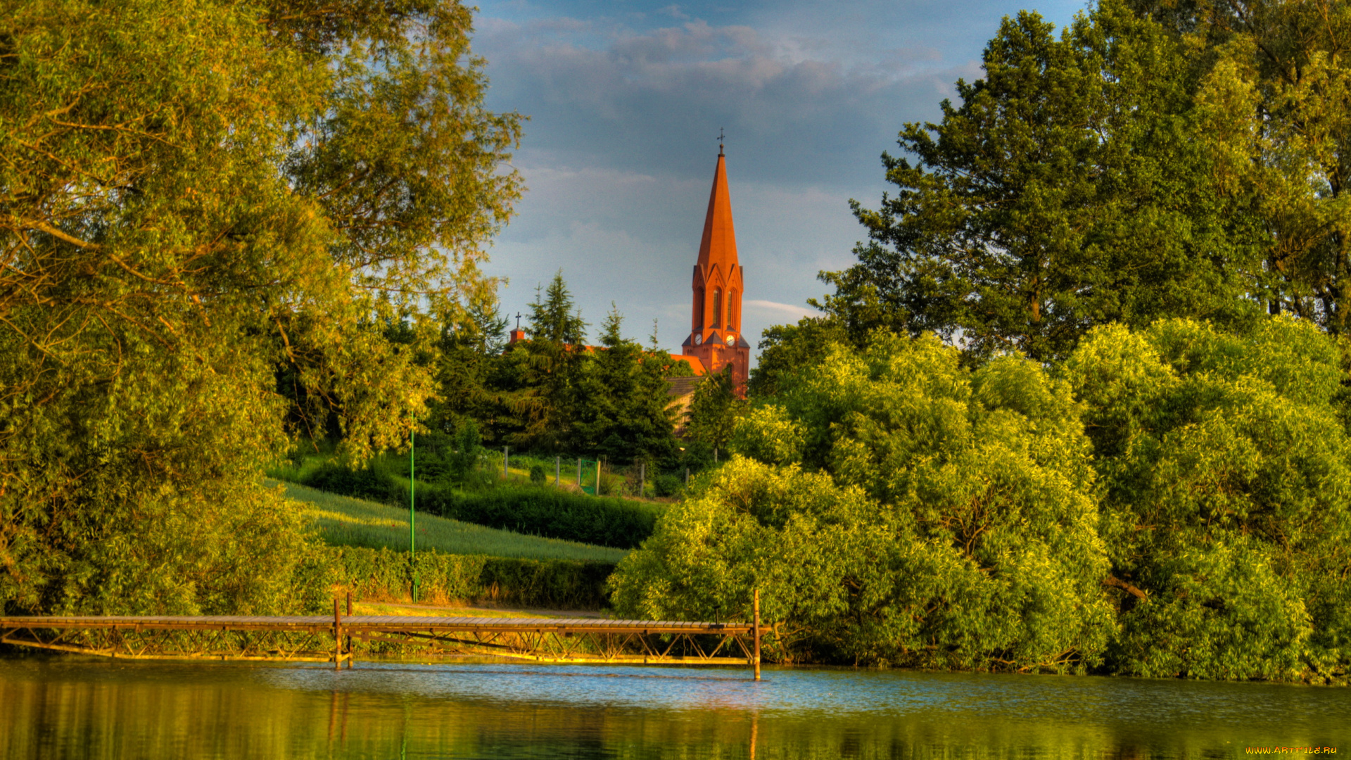 польша, цекцын, природа, парк, река