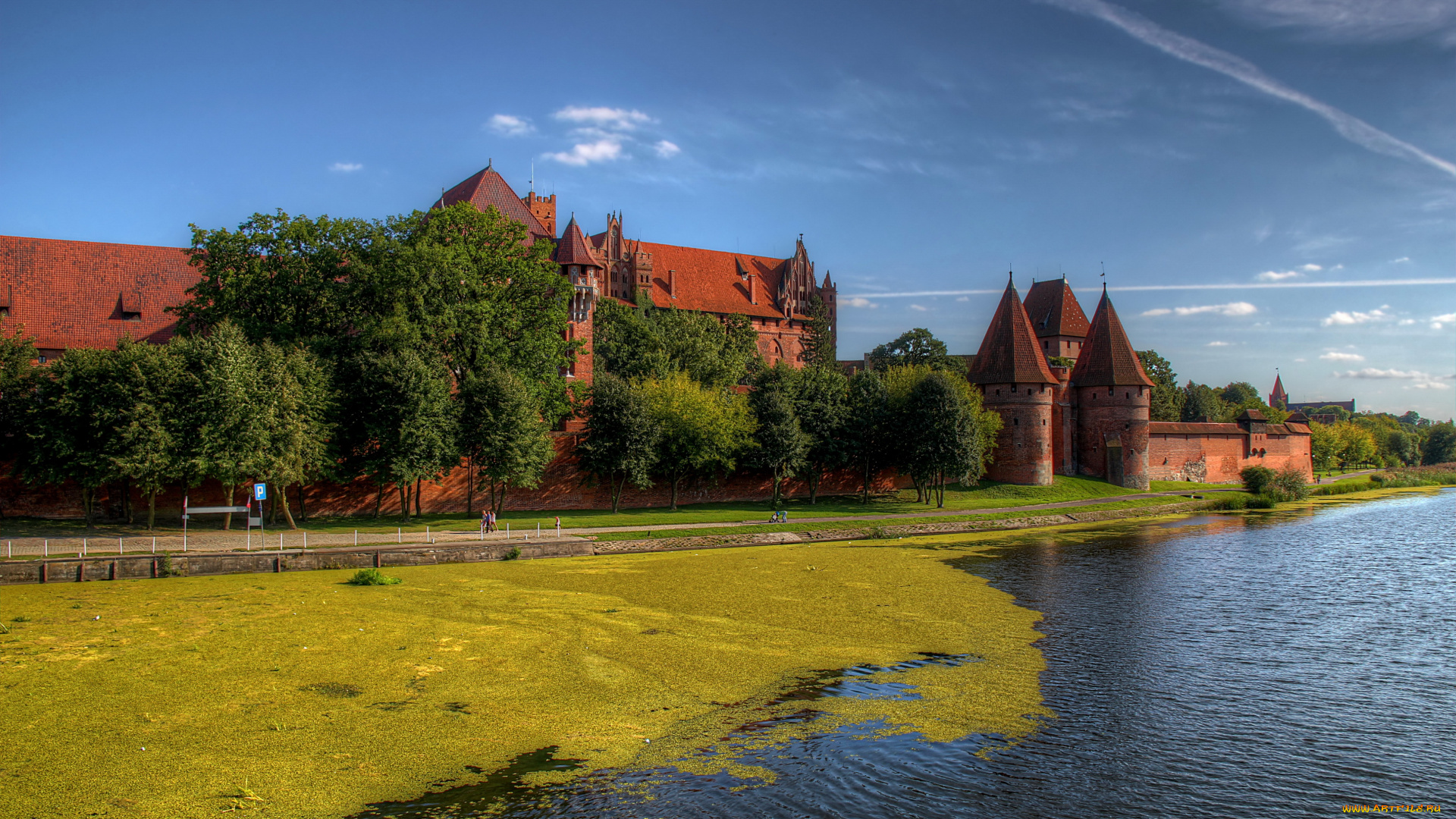 польша, мальборк, города, дворцы, замки, крепости, замок, река