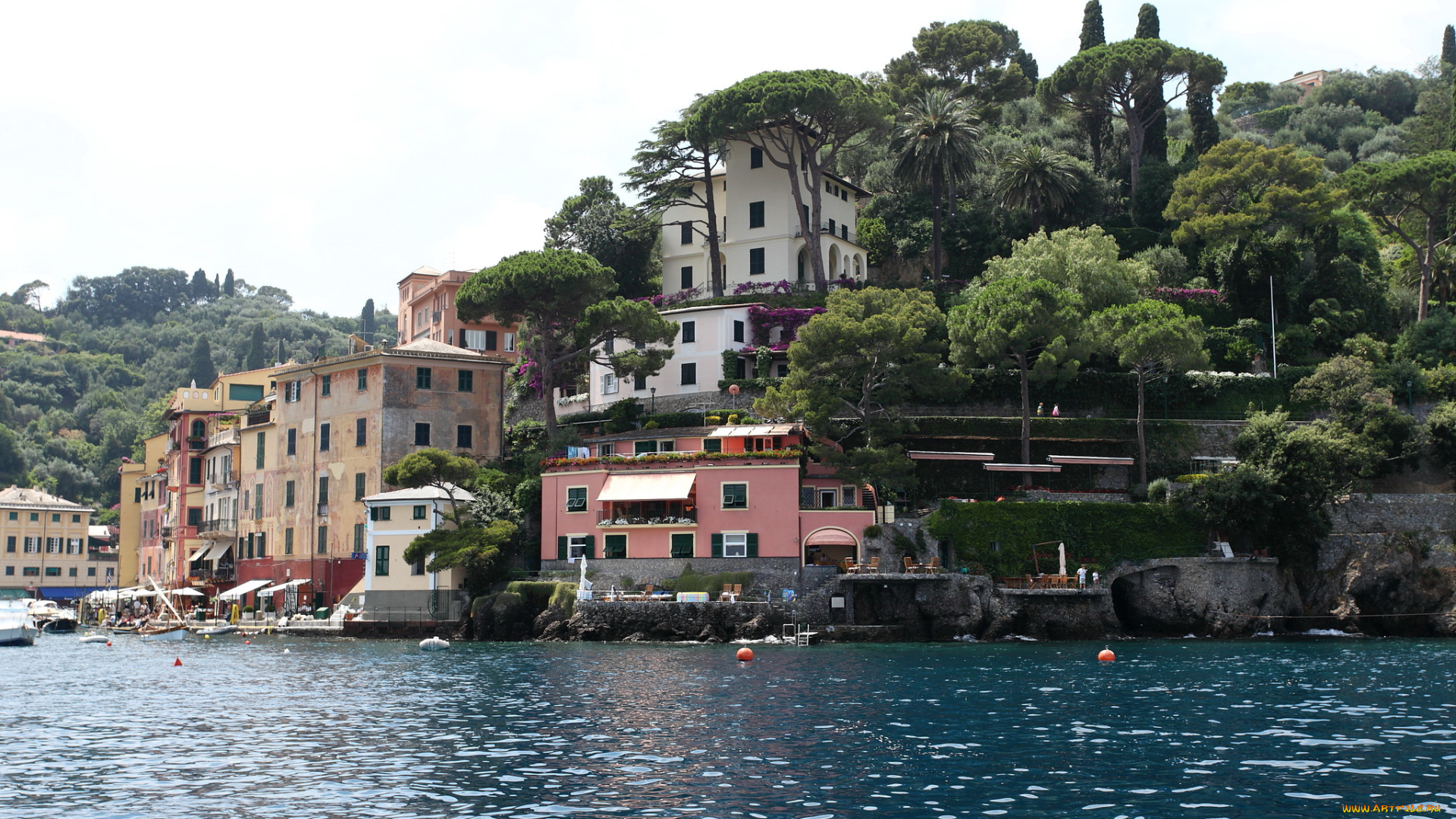 portofino, италия, города, амальфийское, лигурийское, побережье, горы, дома, море