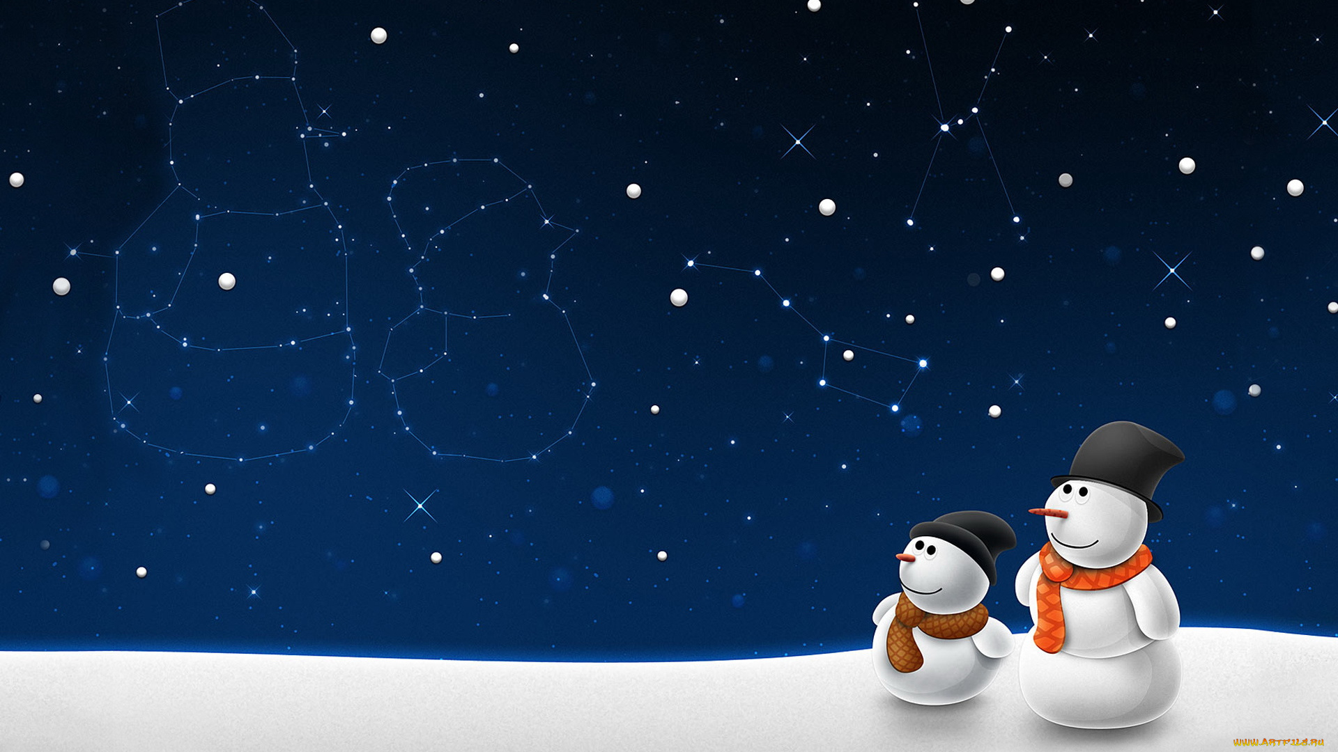 праздничные, векторная, графика, новый, год, звезды, небо