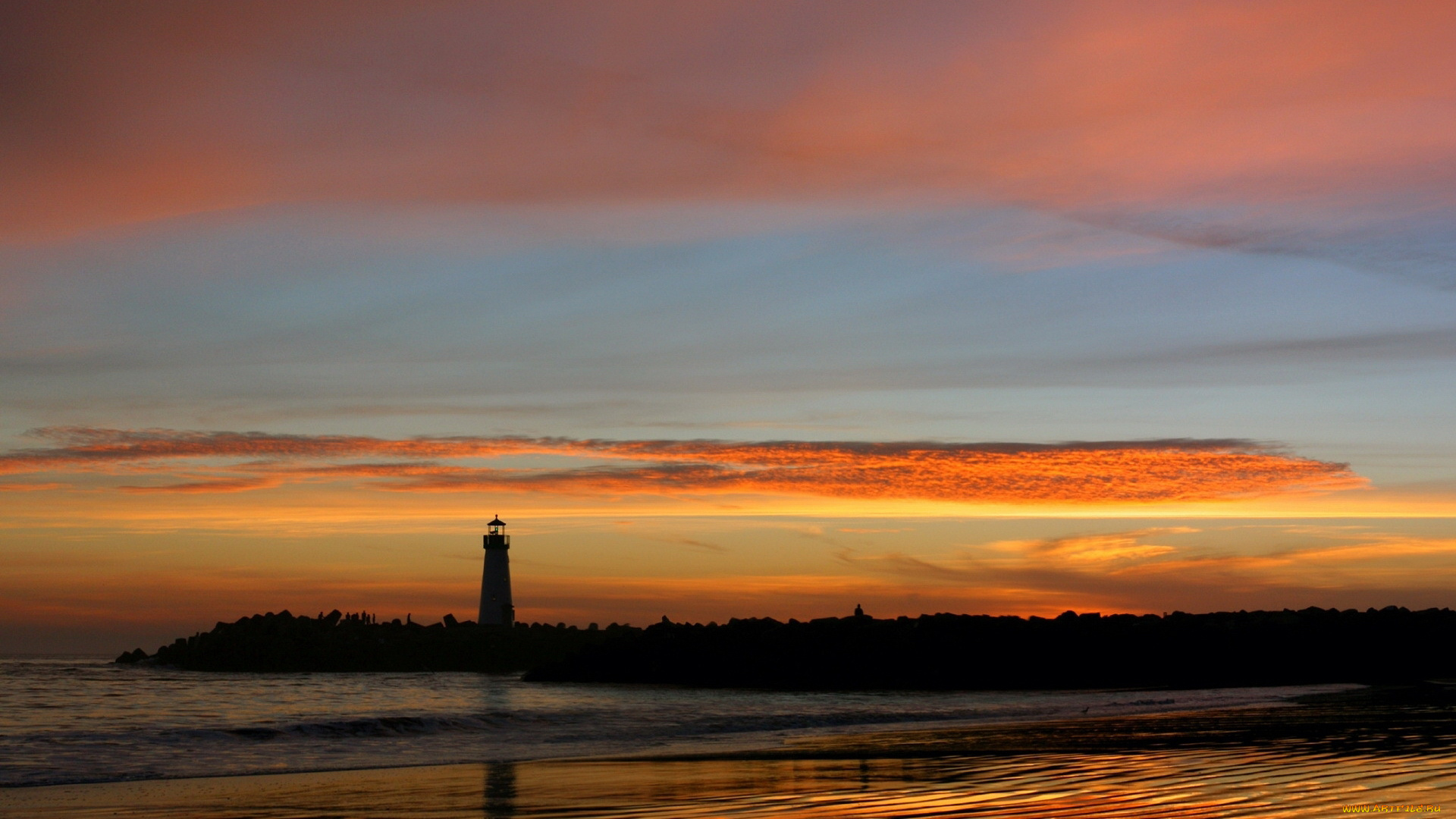 природа, маяки, закат, море