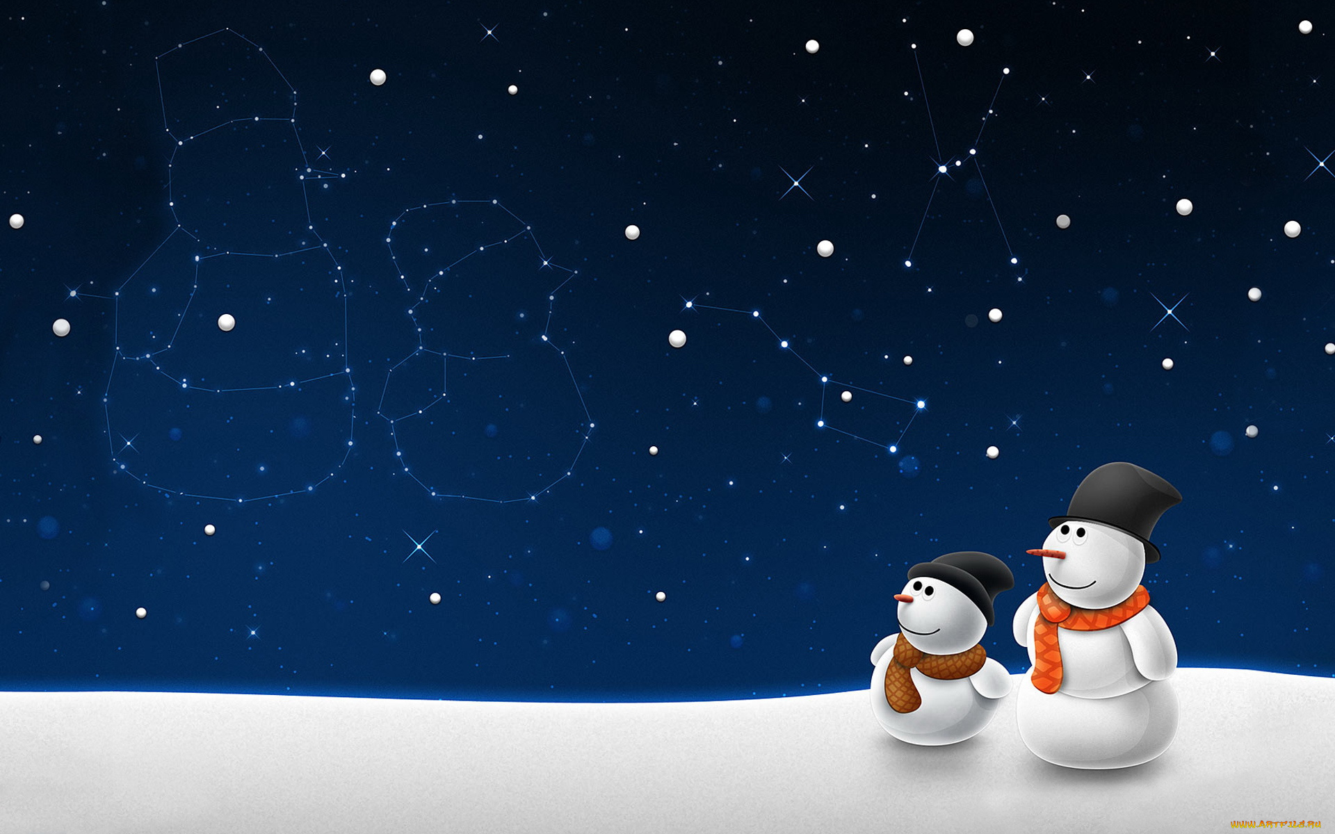 праздничные, векторная, графика, новый, год, звезды, небо