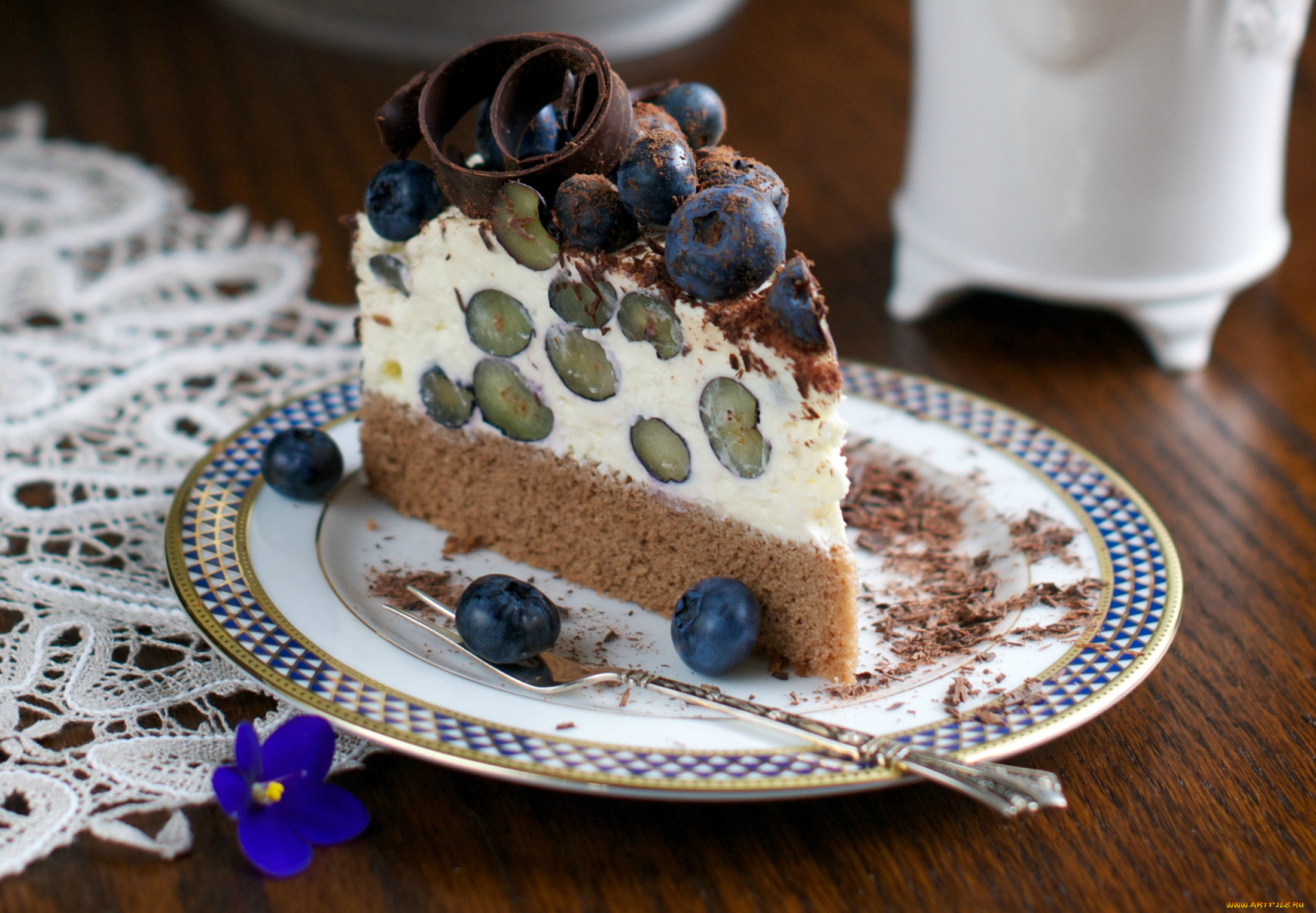 еда, торт, только, кусок, голубика