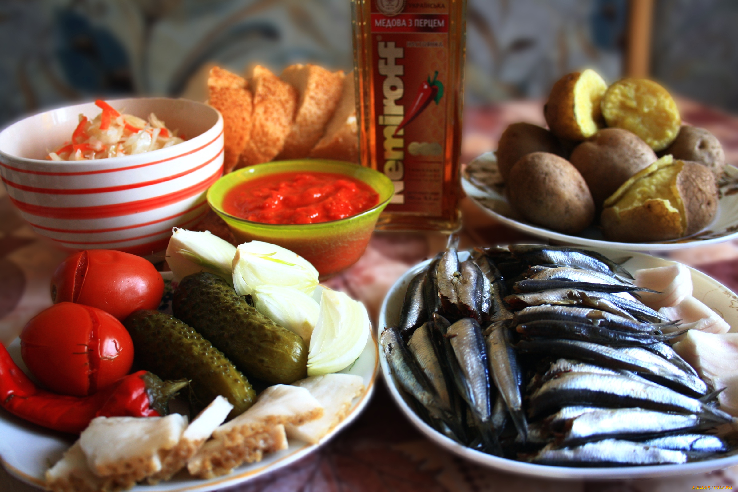 еда, разное, закусь, картошка, разносолы, тюлька