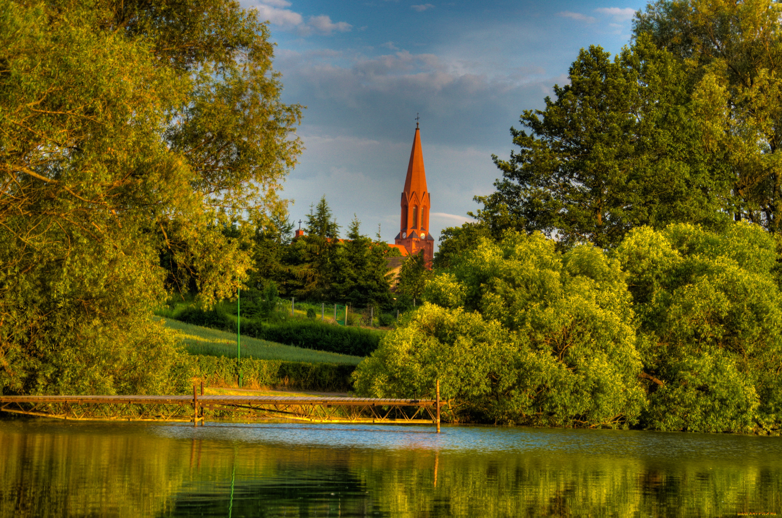 польша, цекцын, природа, парк, река