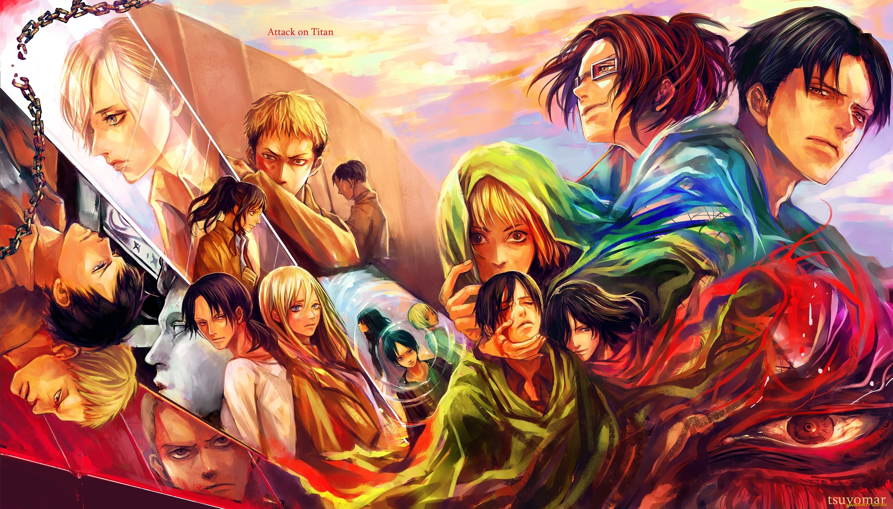 аниме, shingeki, no, kyojin, герои, глаз