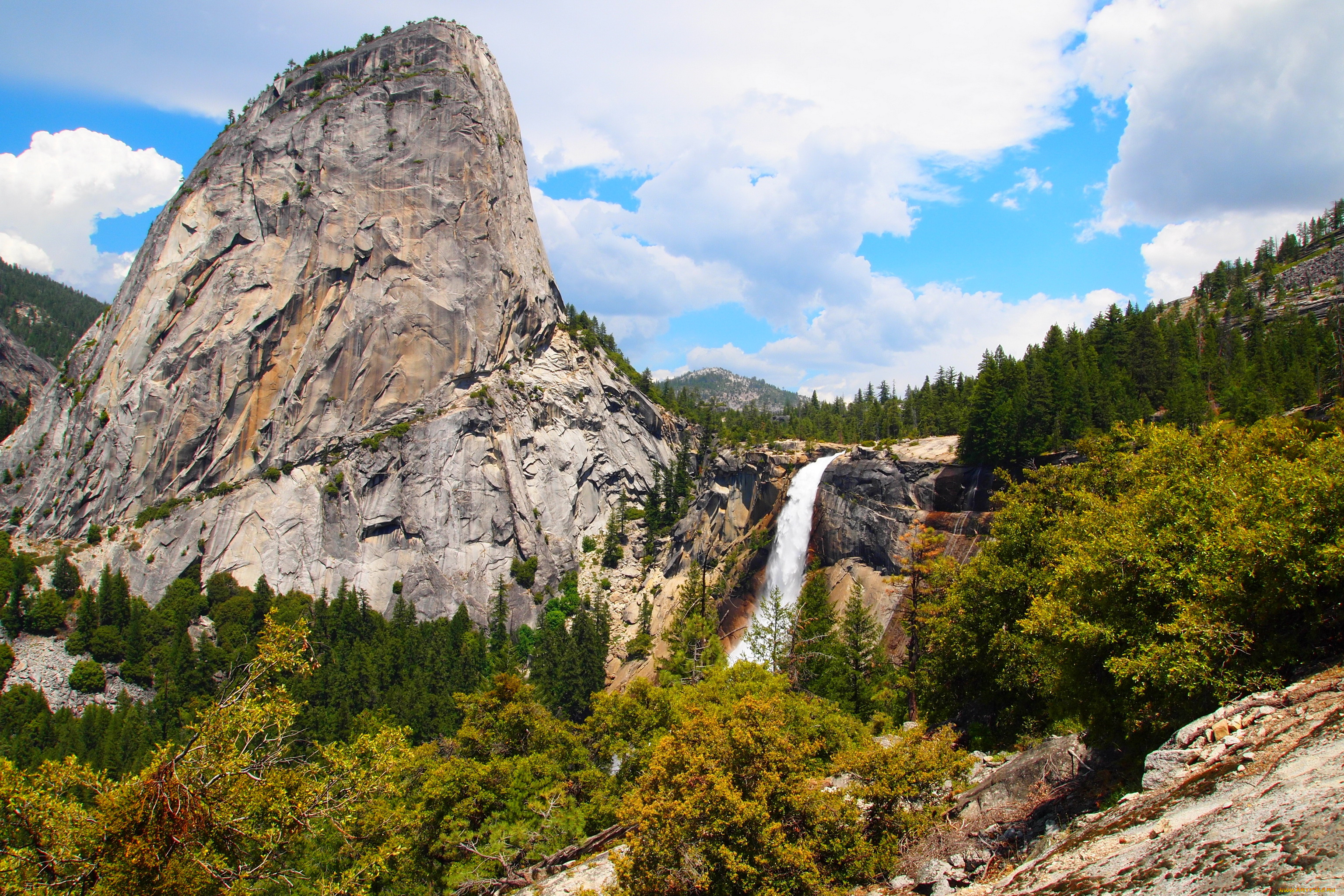 california, yosemite, national, park, природа, горы, водопад, лес
