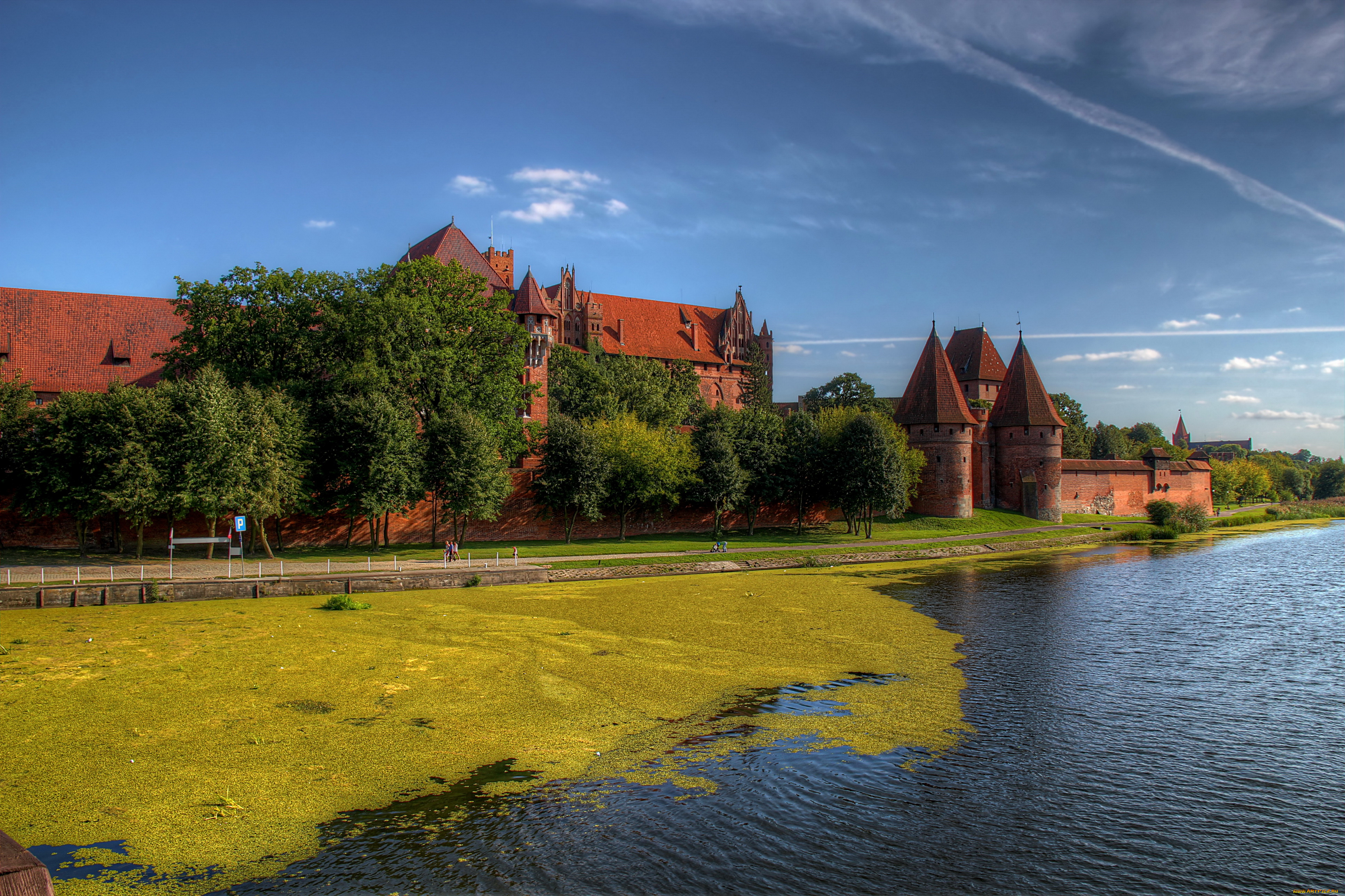 польша, мальборк, города, дворцы, замки, крепости, замок, река