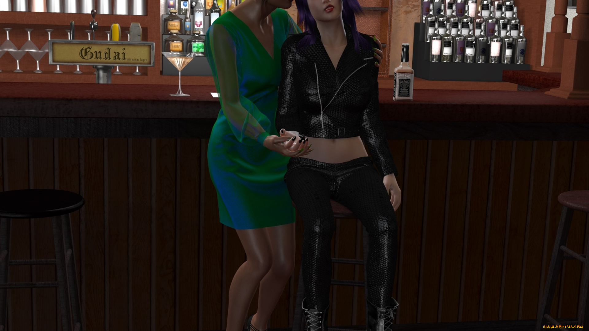 3д, графика, люди, , people, девушки, бар, напитки
