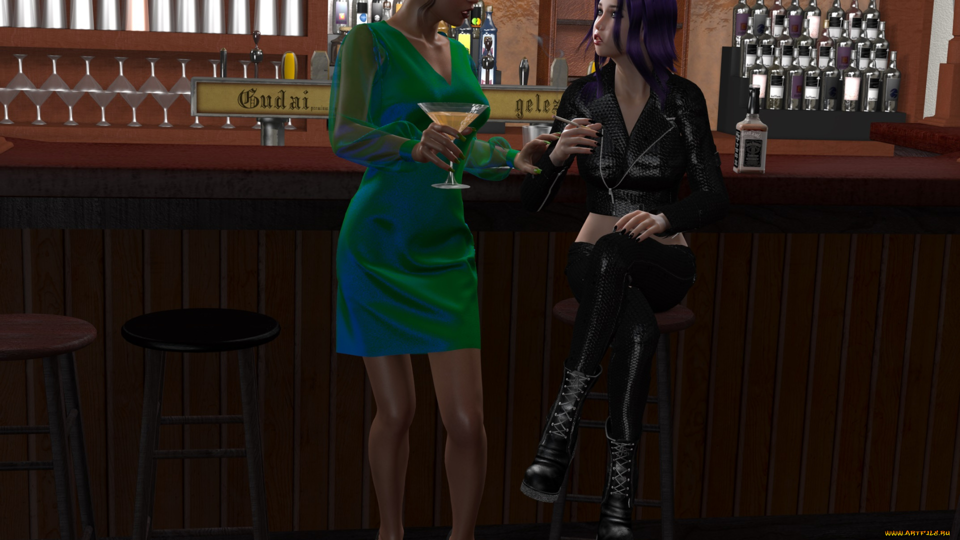 3д, графика, люди, , people, девушки, бар, напитки