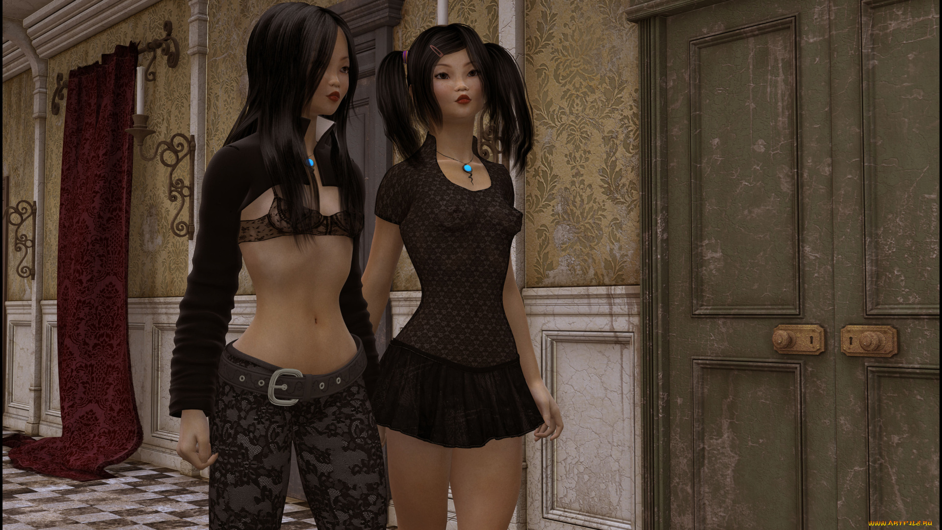 3д, графика, люди, , people, девушки, взгляд, азиатки