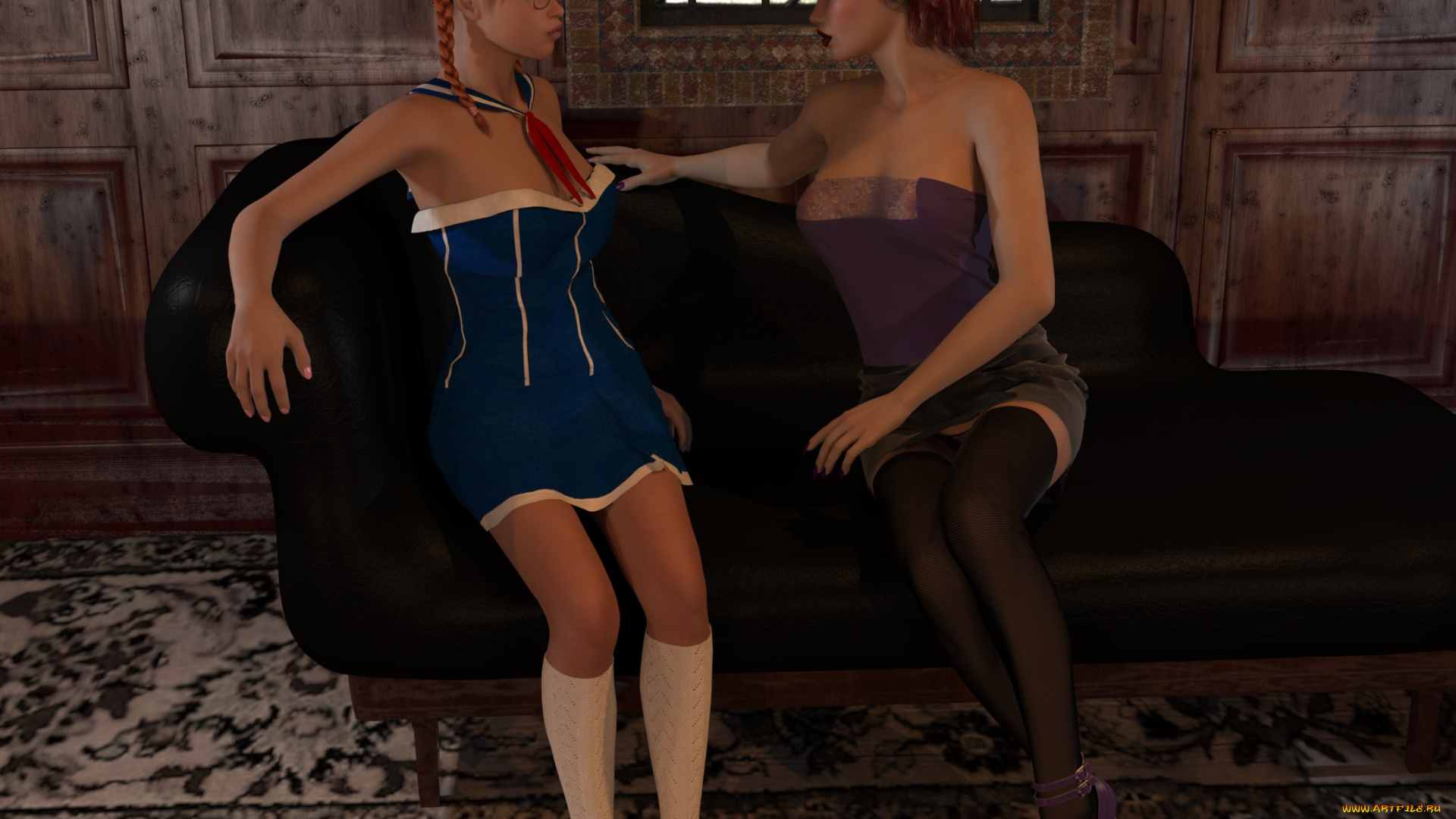 3д, графика, люди, , people, взгляд, девушки, комната