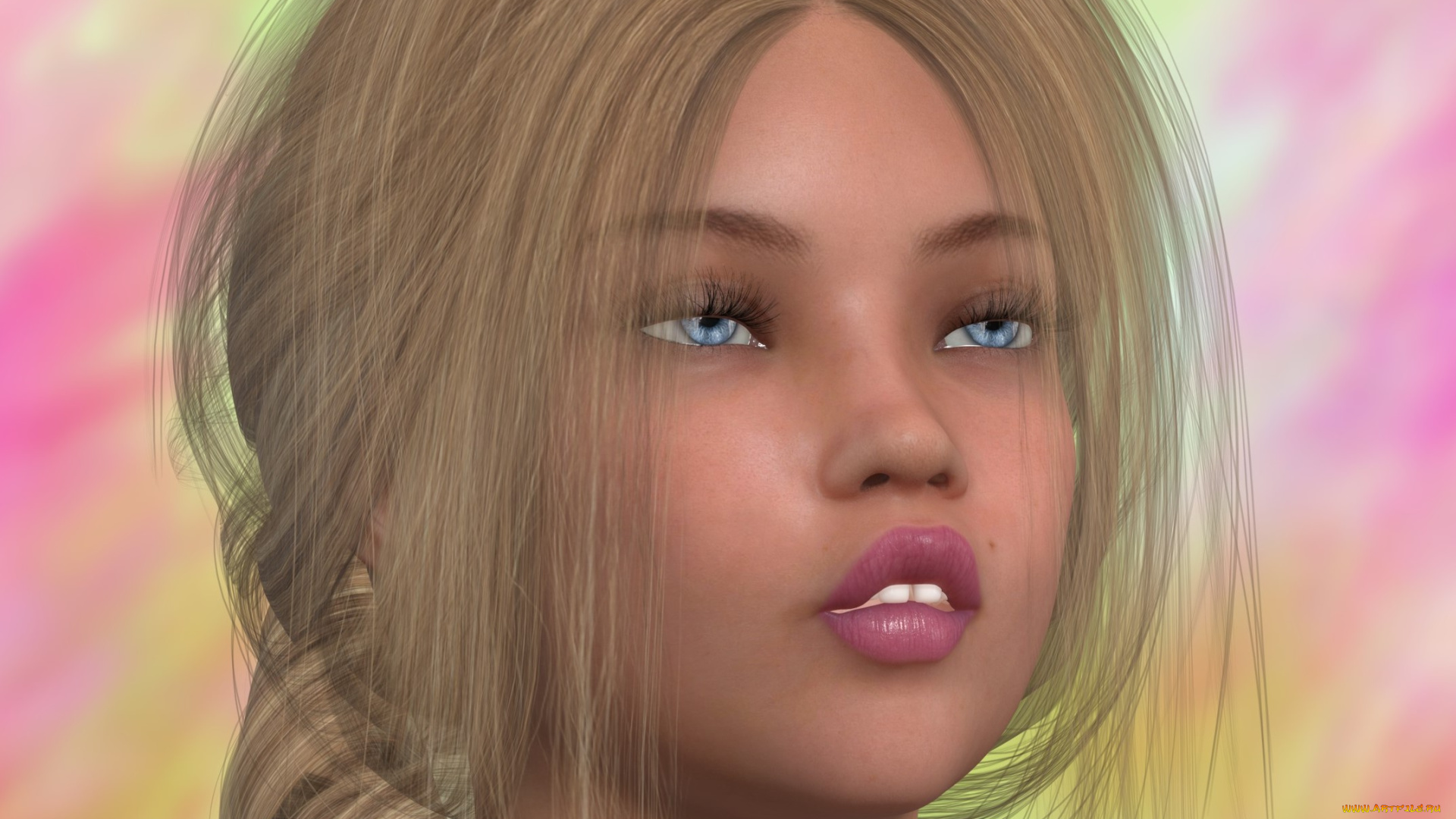 3д, графика, портрет, , portraits, блондинка, фон, взгляд, девушка